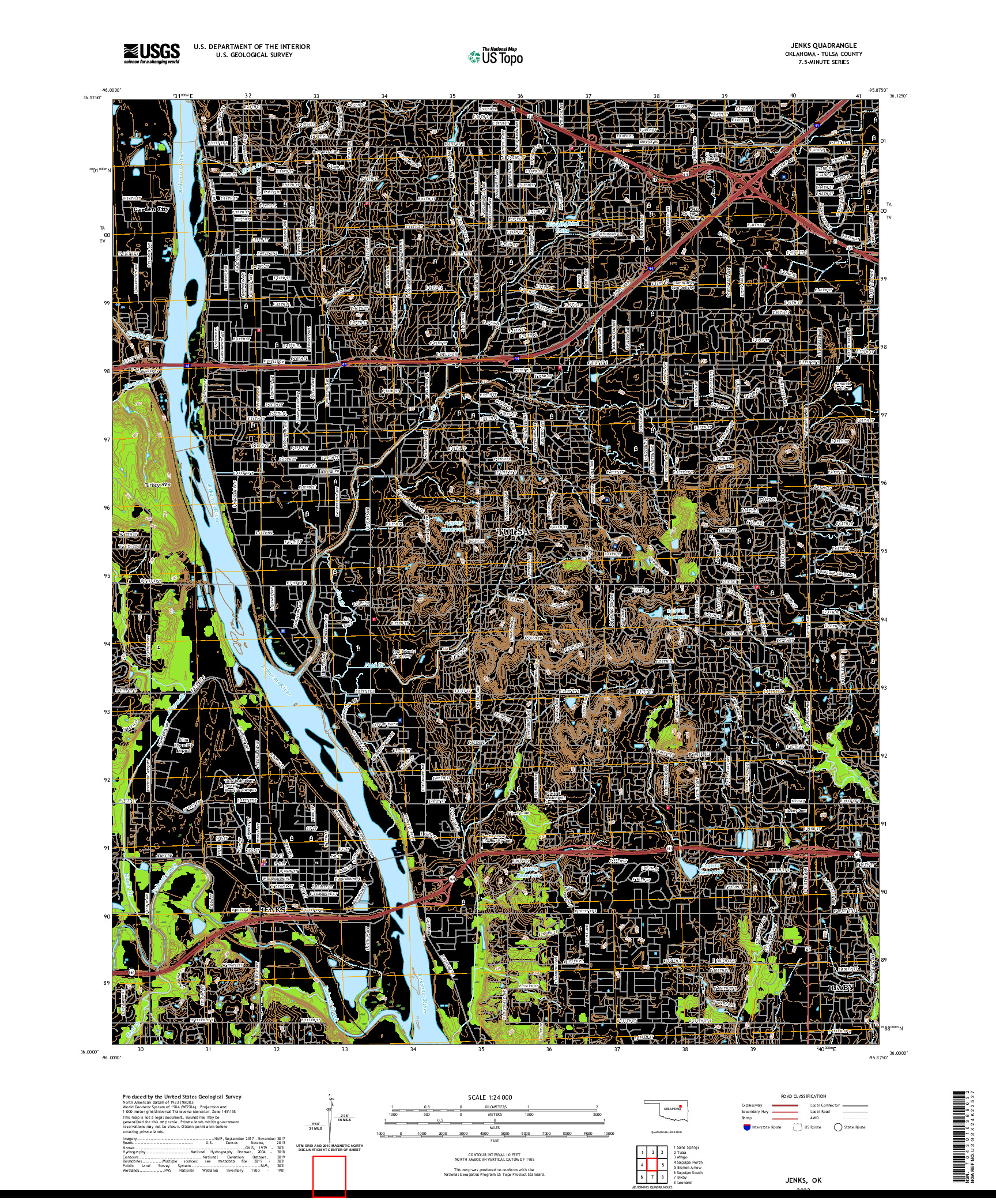 US TOPO 7.5-MINUTE MAP FOR JENKS, OK