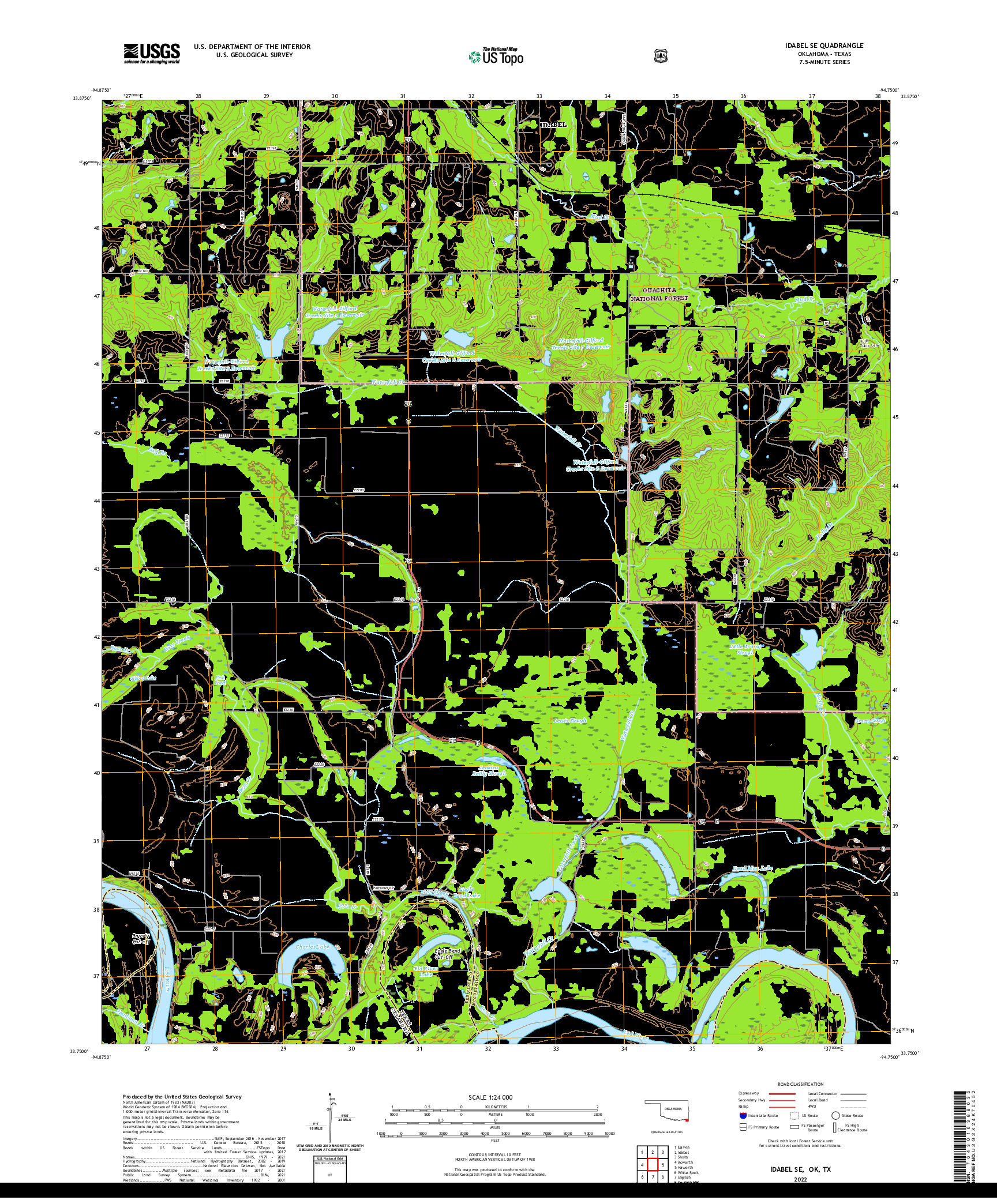 US TOPO 7.5-MINUTE MAP FOR IDABEL SE, OK,TX