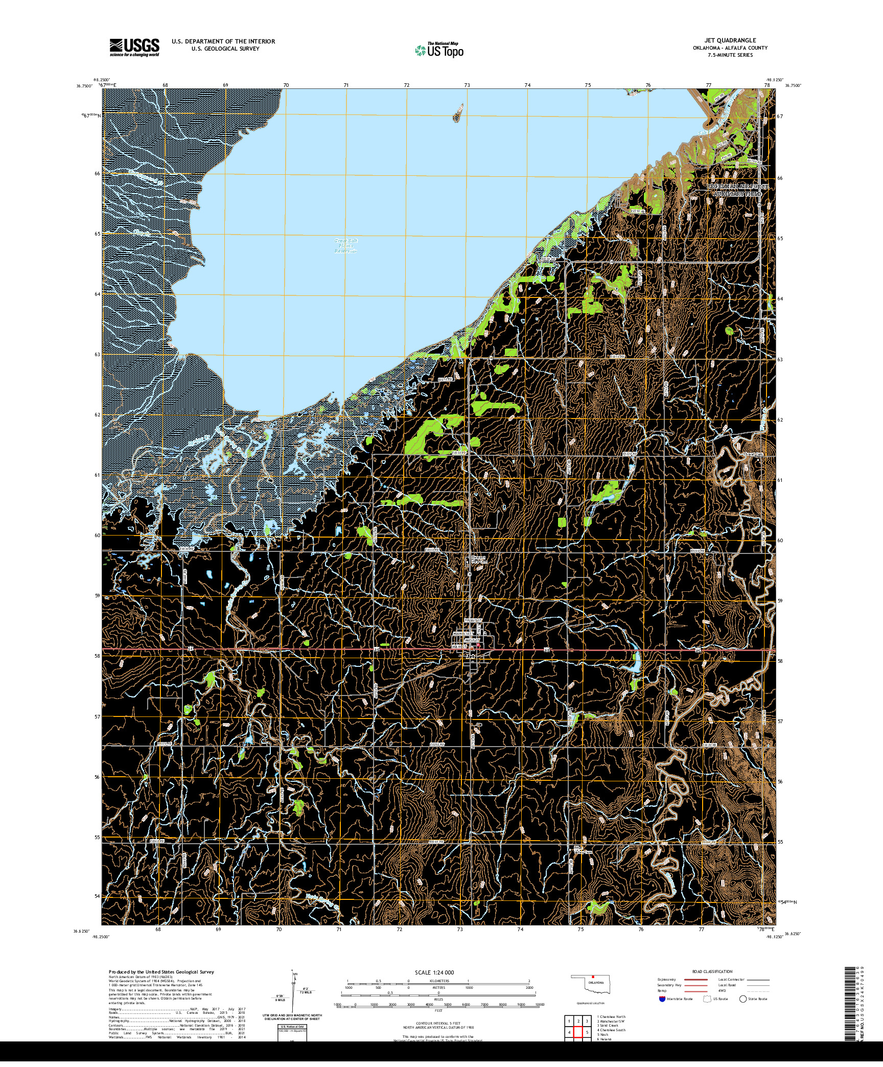 US TOPO 7.5-MINUTE MAP FOR JET, OK