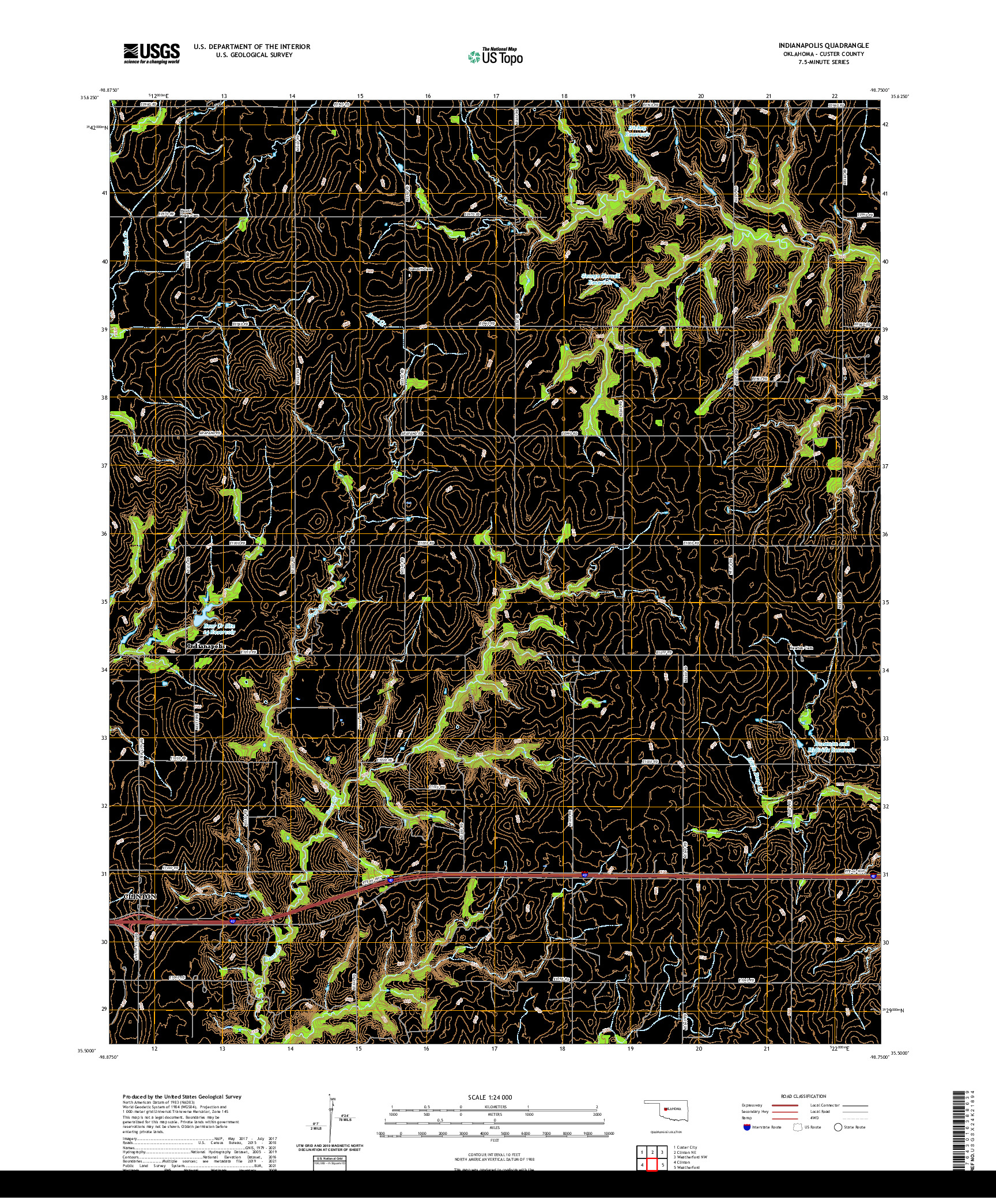 US TOPO 7.5-MINUTE MAP FOR INDIANAPOLIS, OK