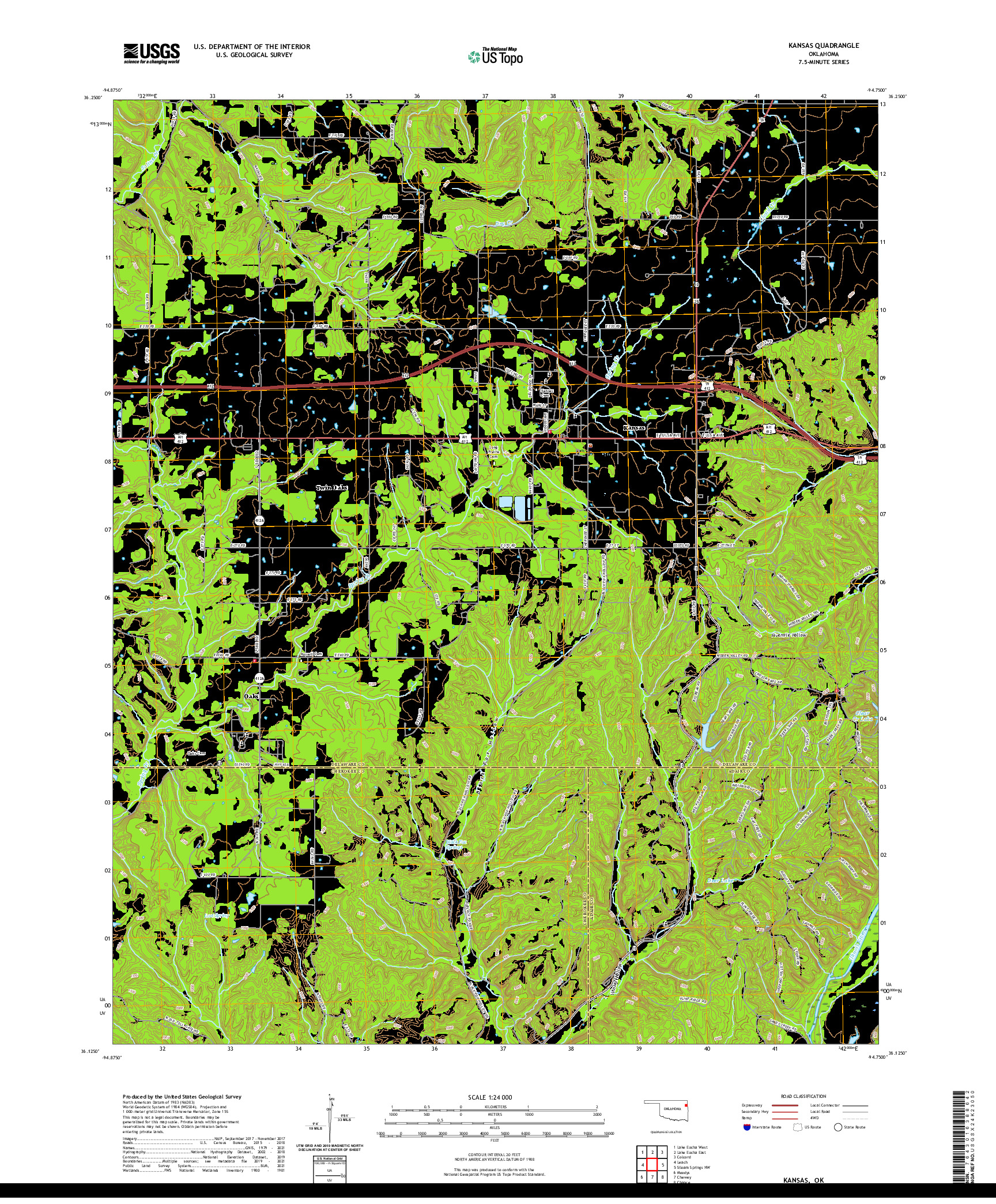 US TOPO 7.5-MINUTE MAP FOR KANSAS, OK