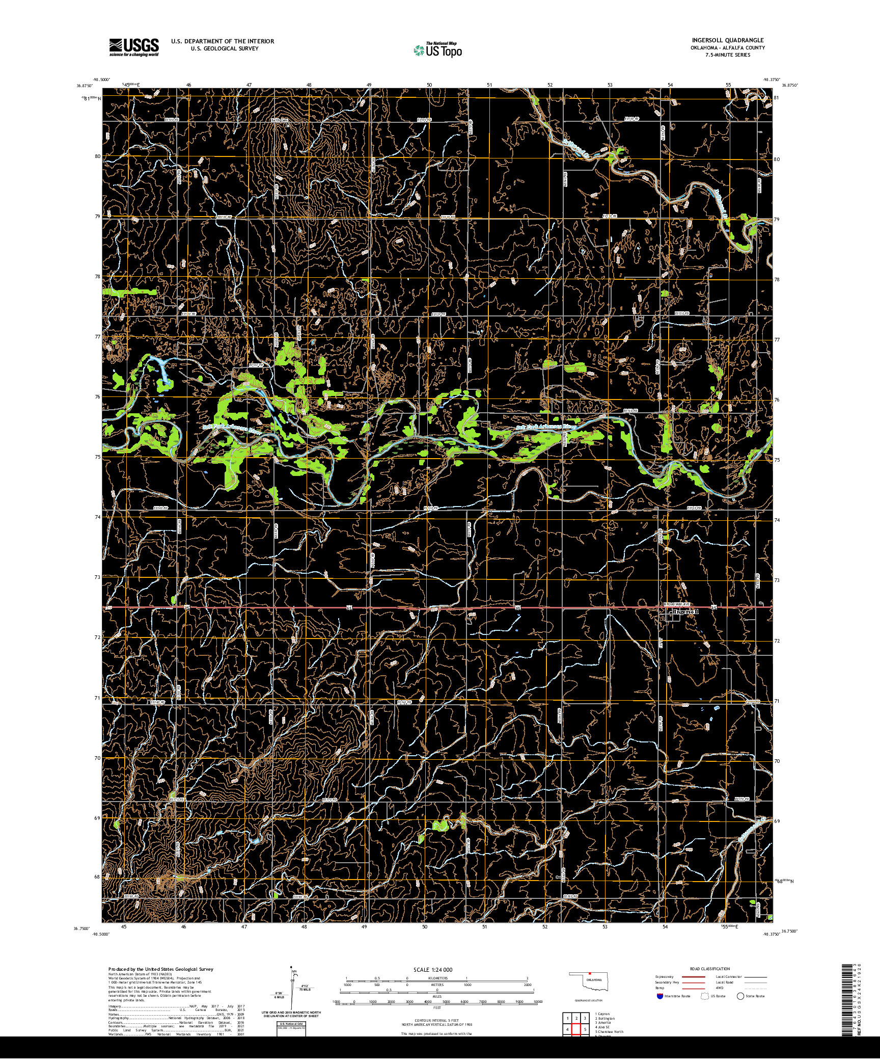 US TOPO 7.5-MINUTE MAP FOR INGERSOLL, OK