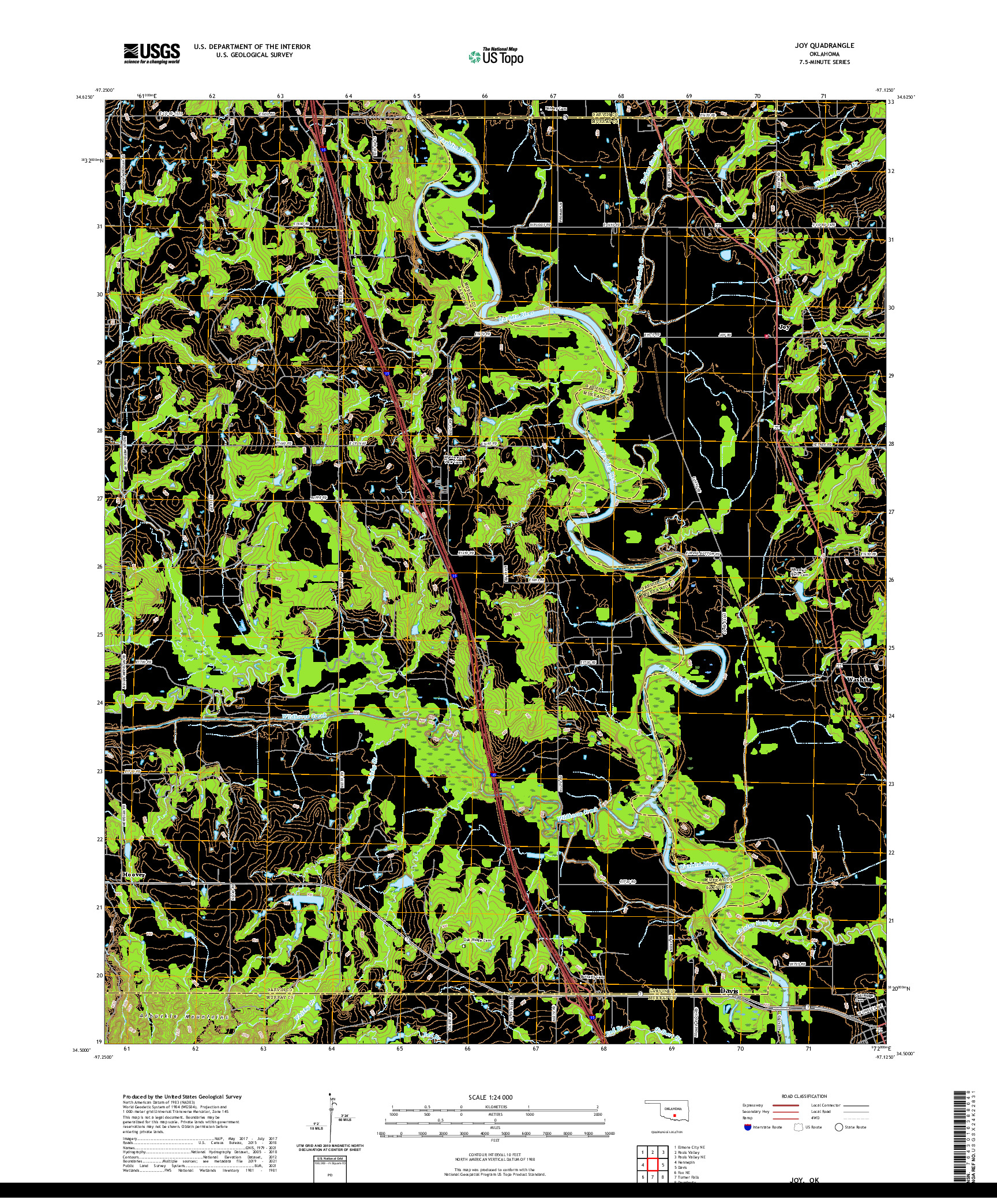 US TOPO 7.5-MINUTE MAP FOR JOY, OK