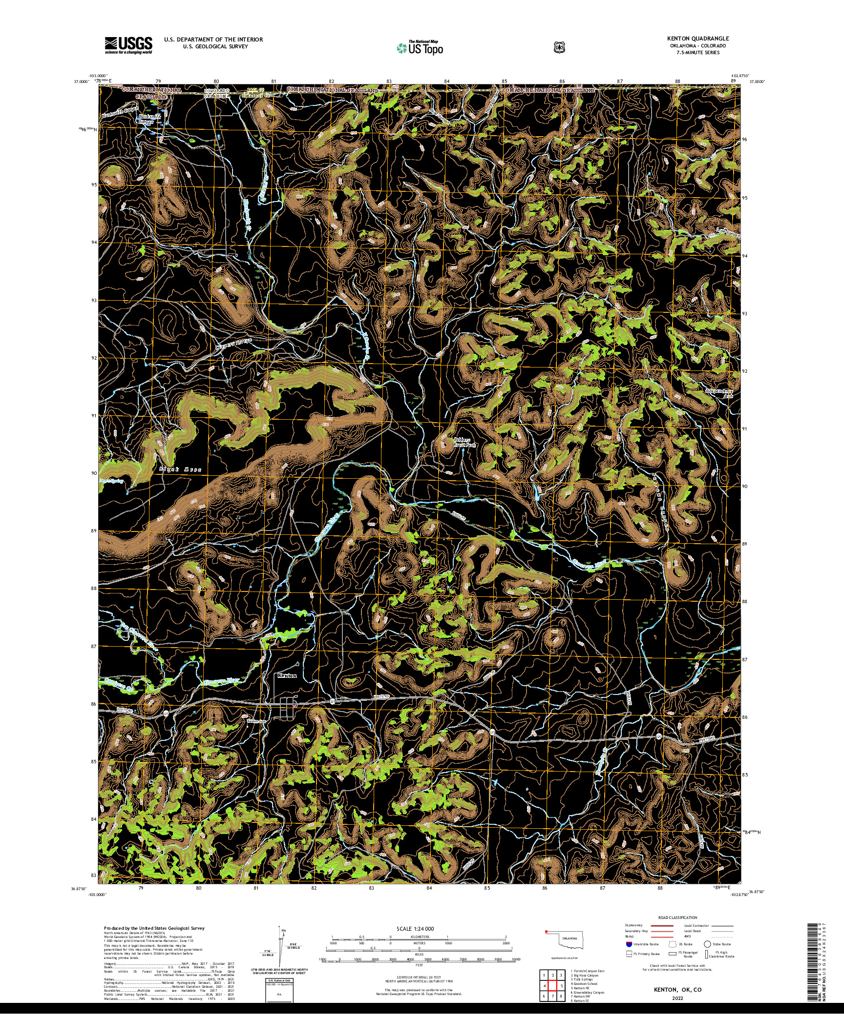 US TOPO 7.5-MINUTE MAP FOR KENTON, OK,CO