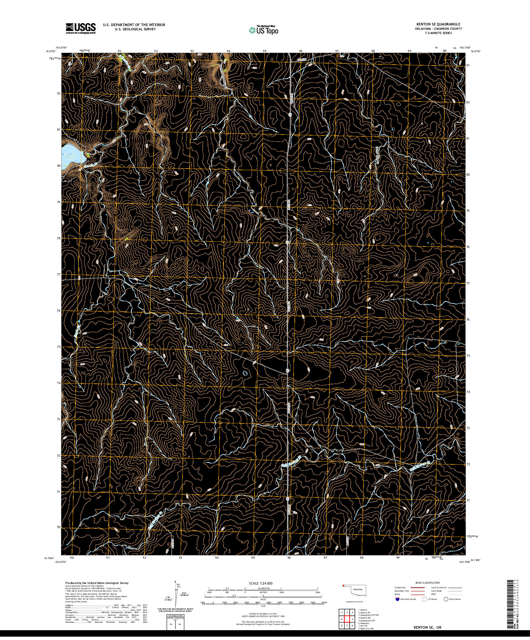 US TOPO 7.5-MINUTE MAP FOR KENTON SE, OK