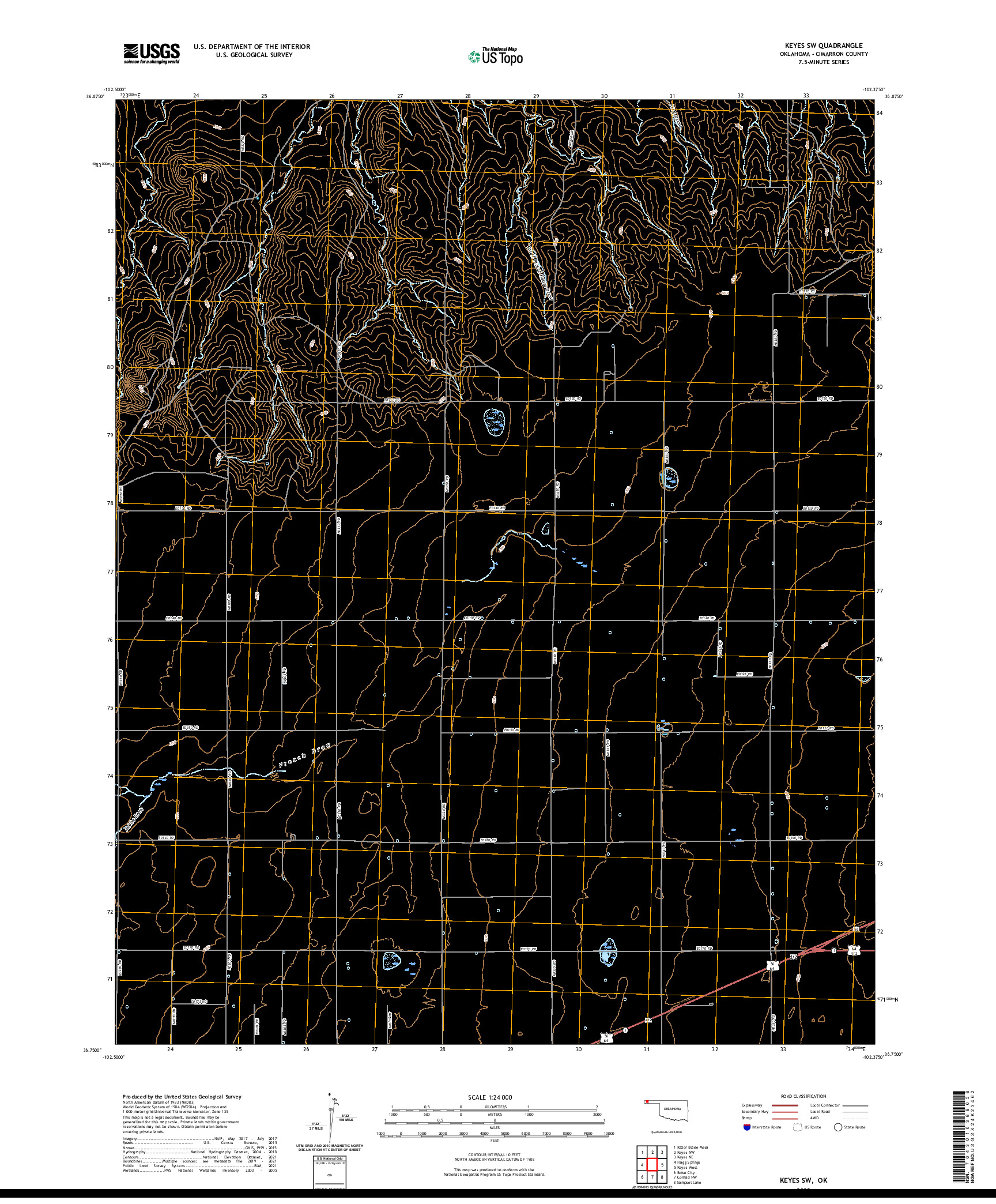 US TOPO 7.5-MINUTE MAP FOR KEYES SW, OK