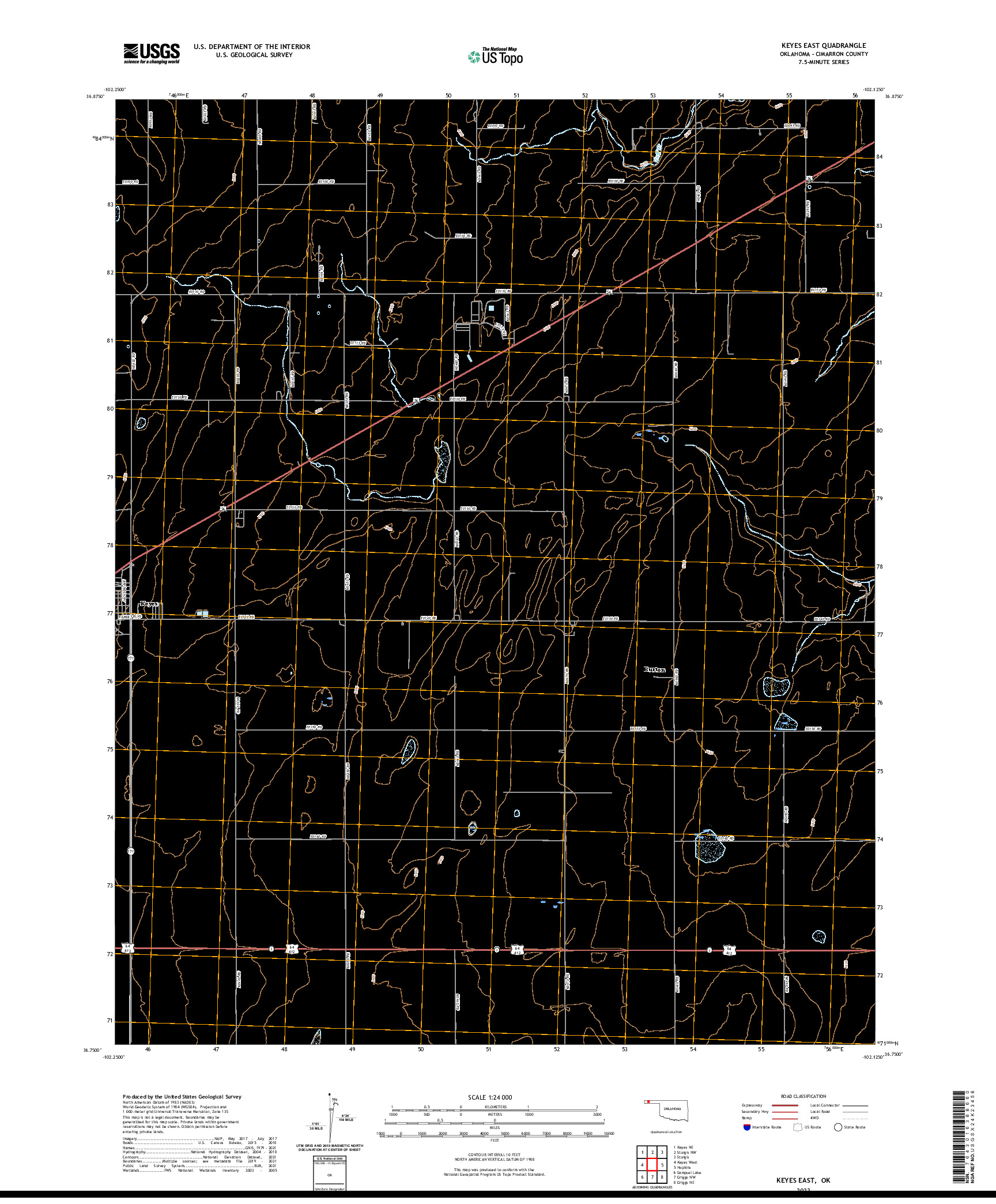 US TOPO 7.5-MINUTE MAP FOR KEYES EAST, OK