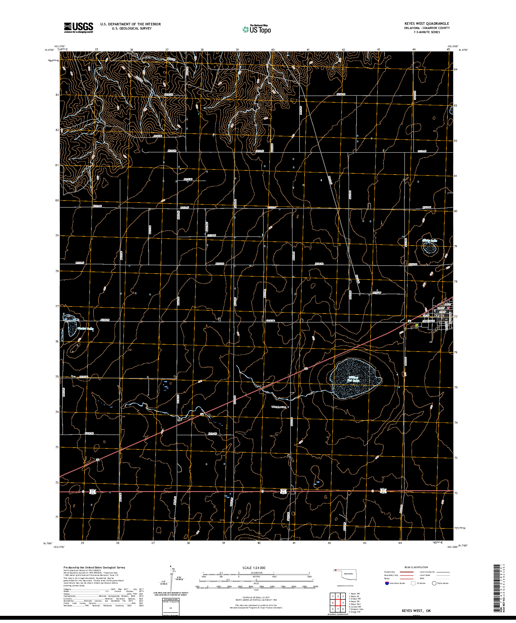US TOPO 7.5-MINUTE MAP FOR KEYES WEST, OK