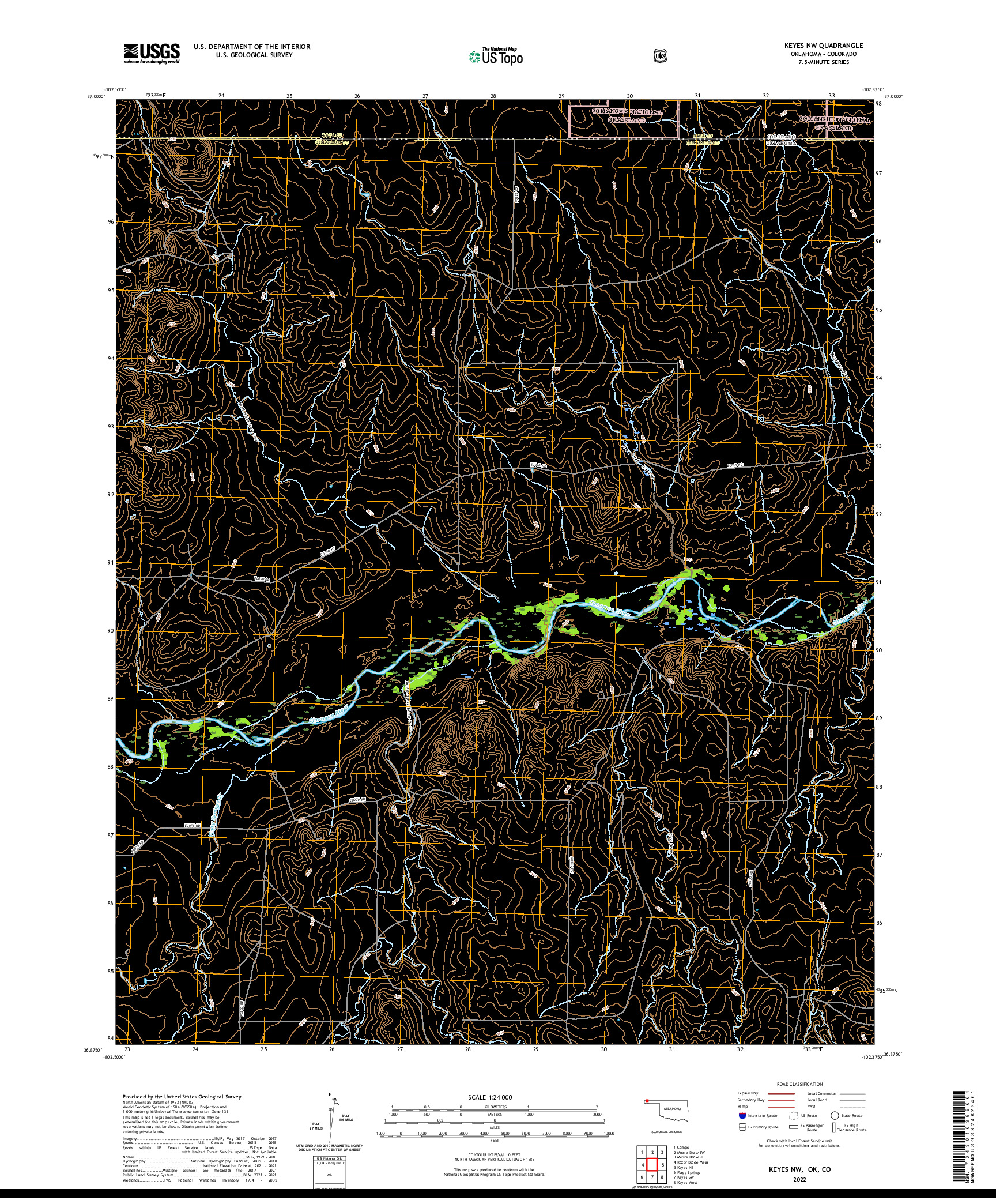 US TOPO 7.5-MINUTE MAP FOR KEYES NW, OK,CO