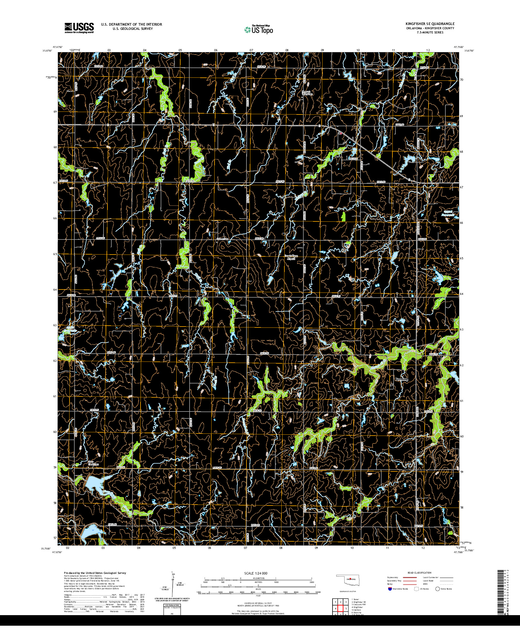 US TOPO 7.5-MINUTE MAP FOR KINGFISHER SE, OK