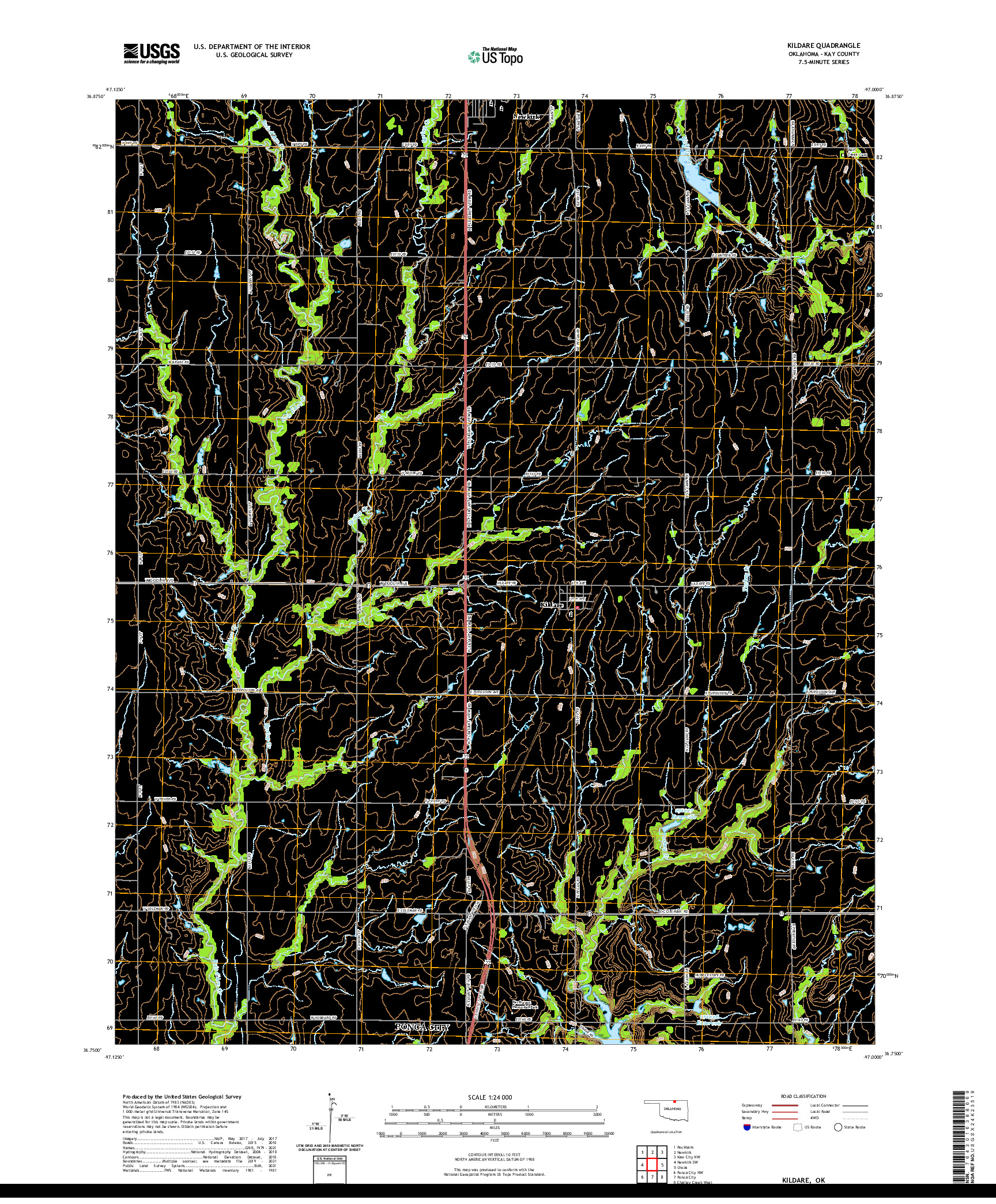 US TOPO 7.5-MINUTE MAP FOR KILDARE, OK