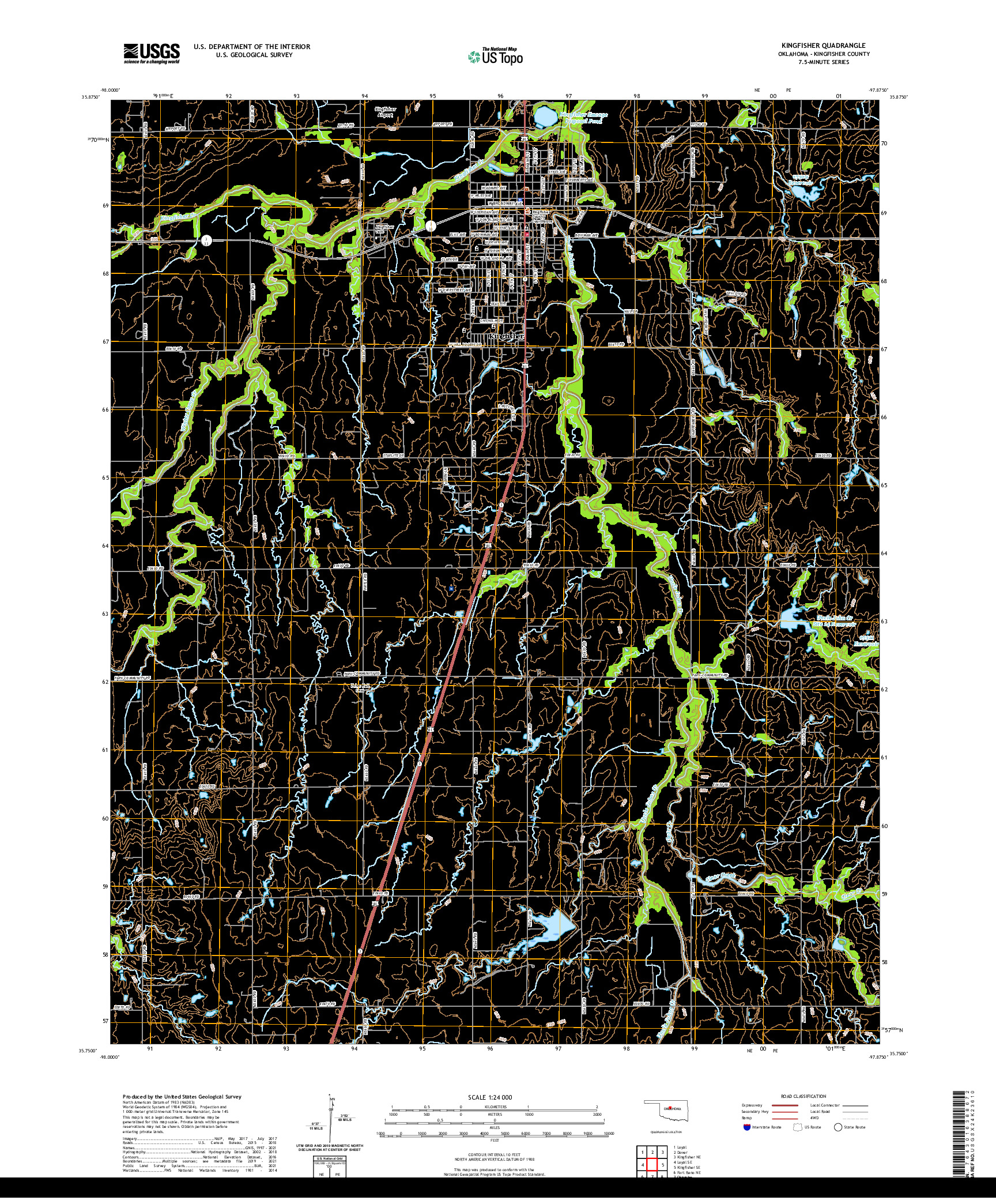 US TOPO 7.5-MINUTE MAP FOR KINGFISHER, OK