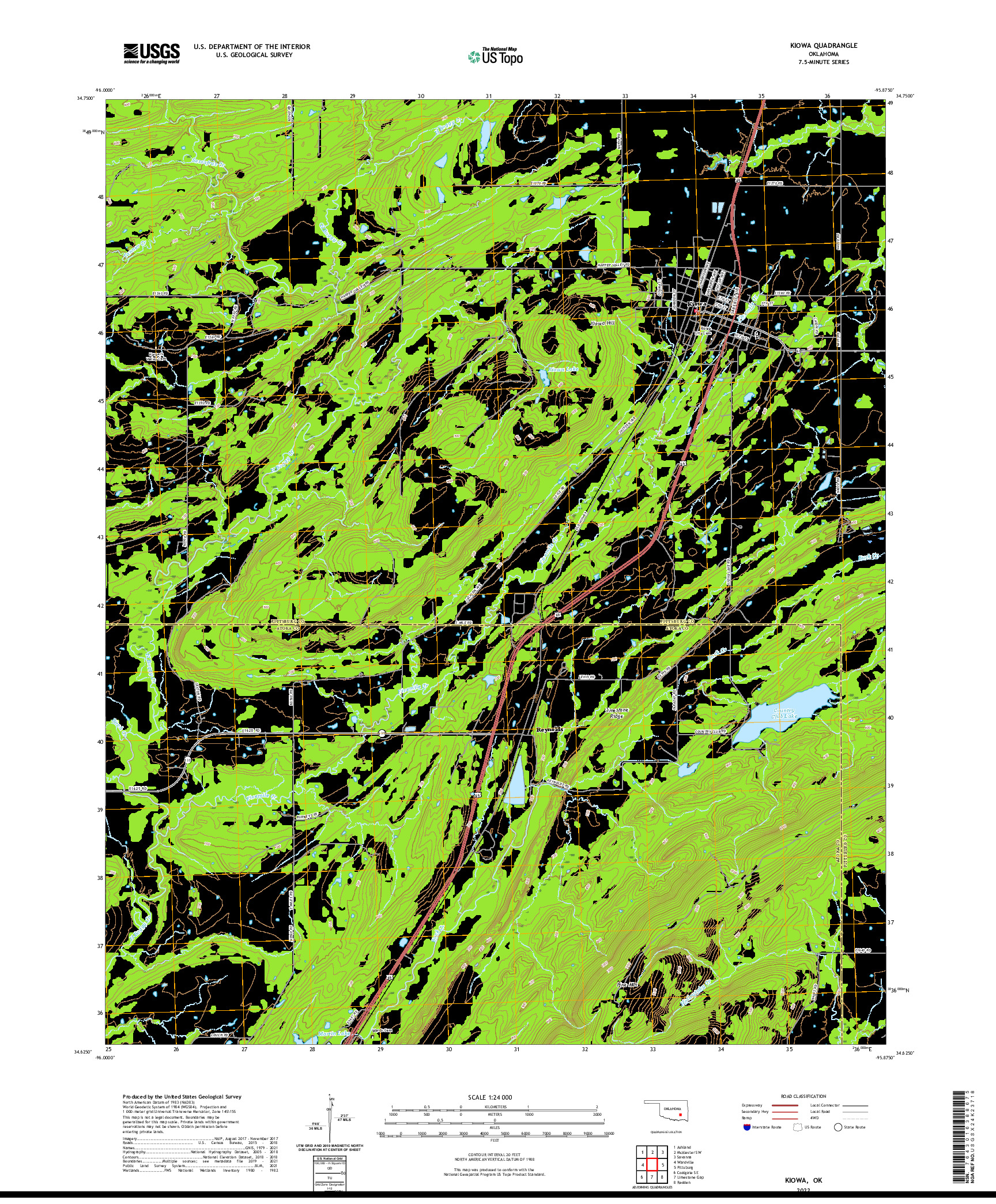 US TOPO 7.5-MINUTE MAP FOR KIOWA, OK