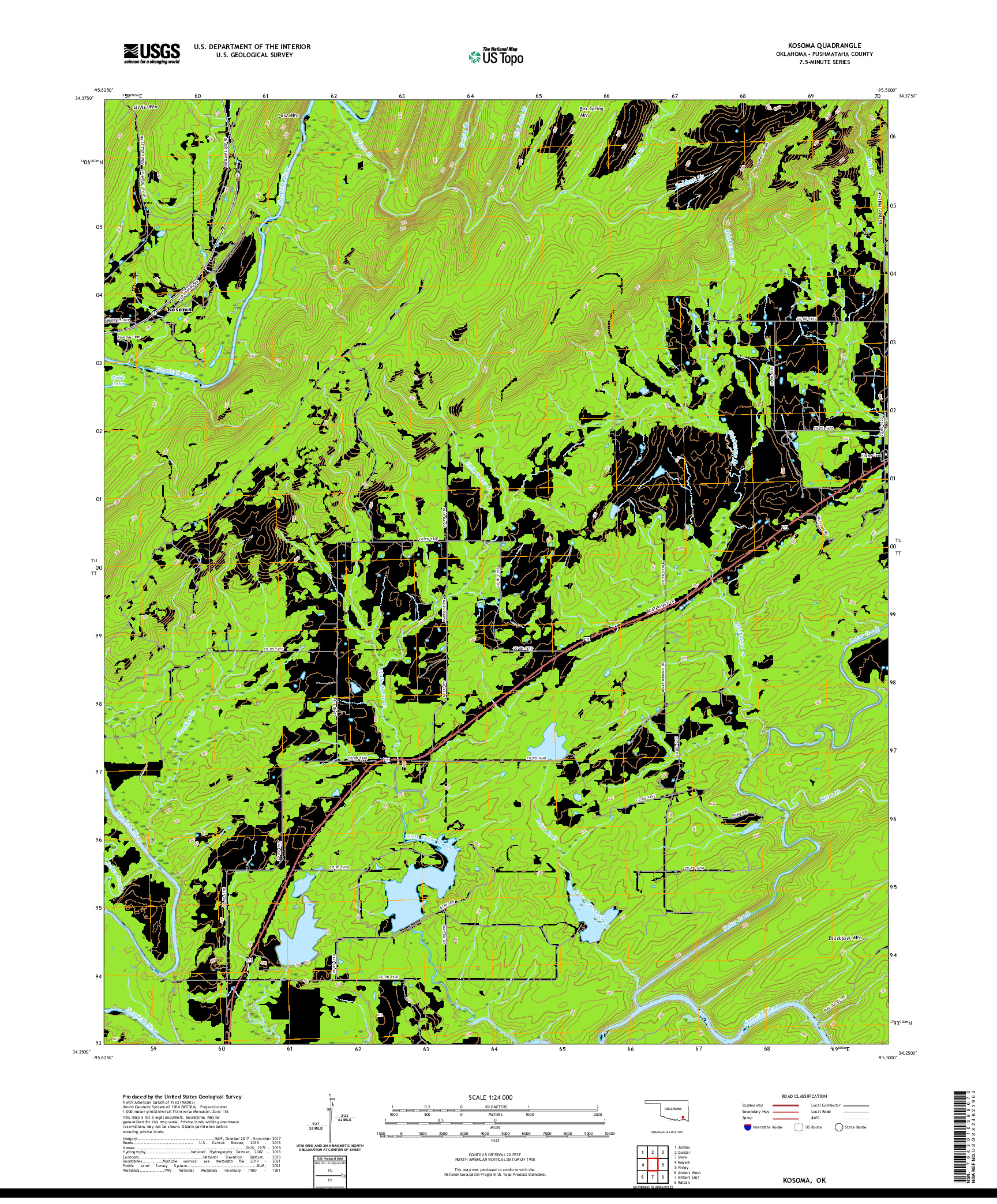 US TOPO 7.5-MINUTE MAP FOR KOSOMA, OK