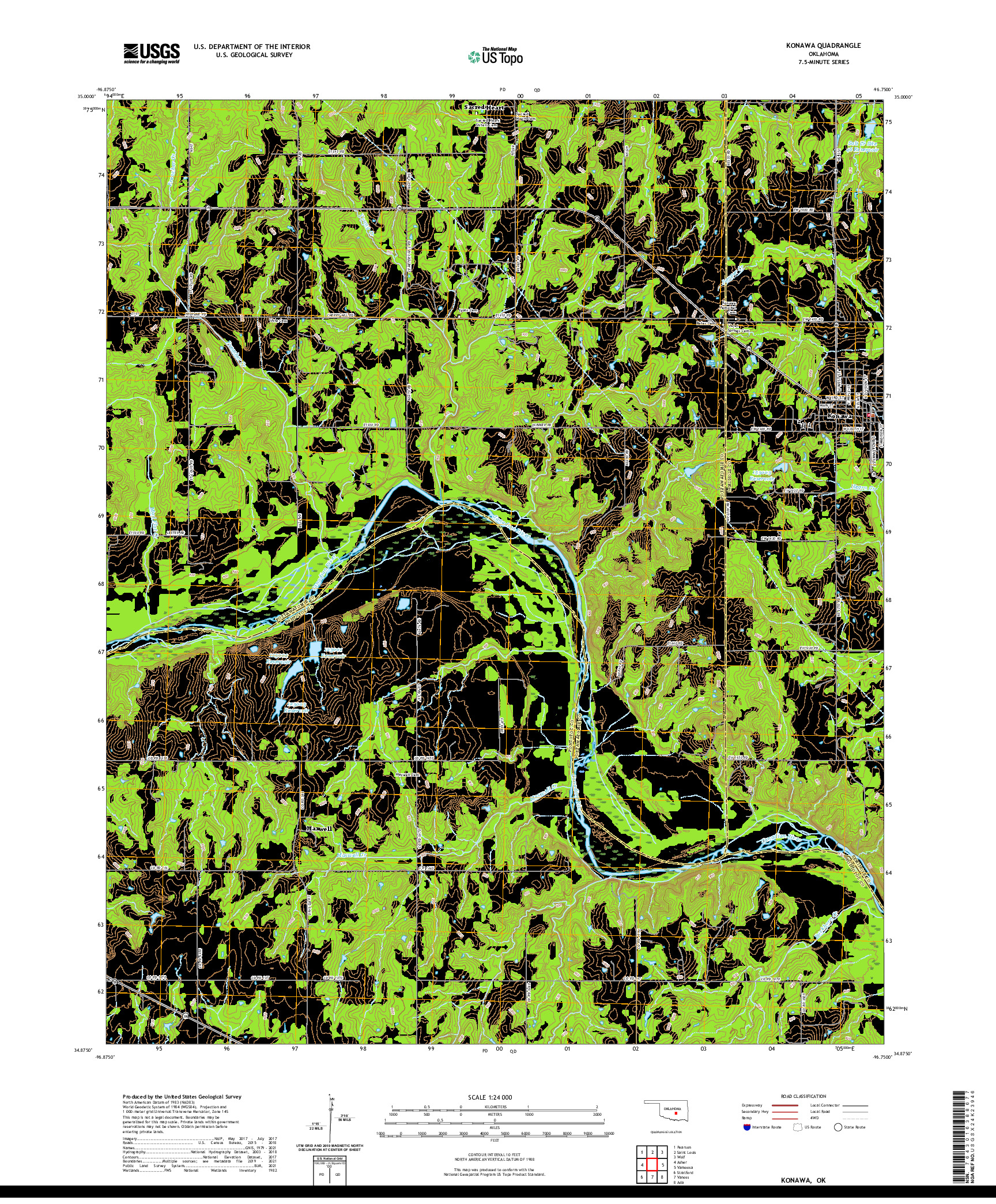 US TOPO 7.5-MINUTE MAP FOR KONAWA, OK