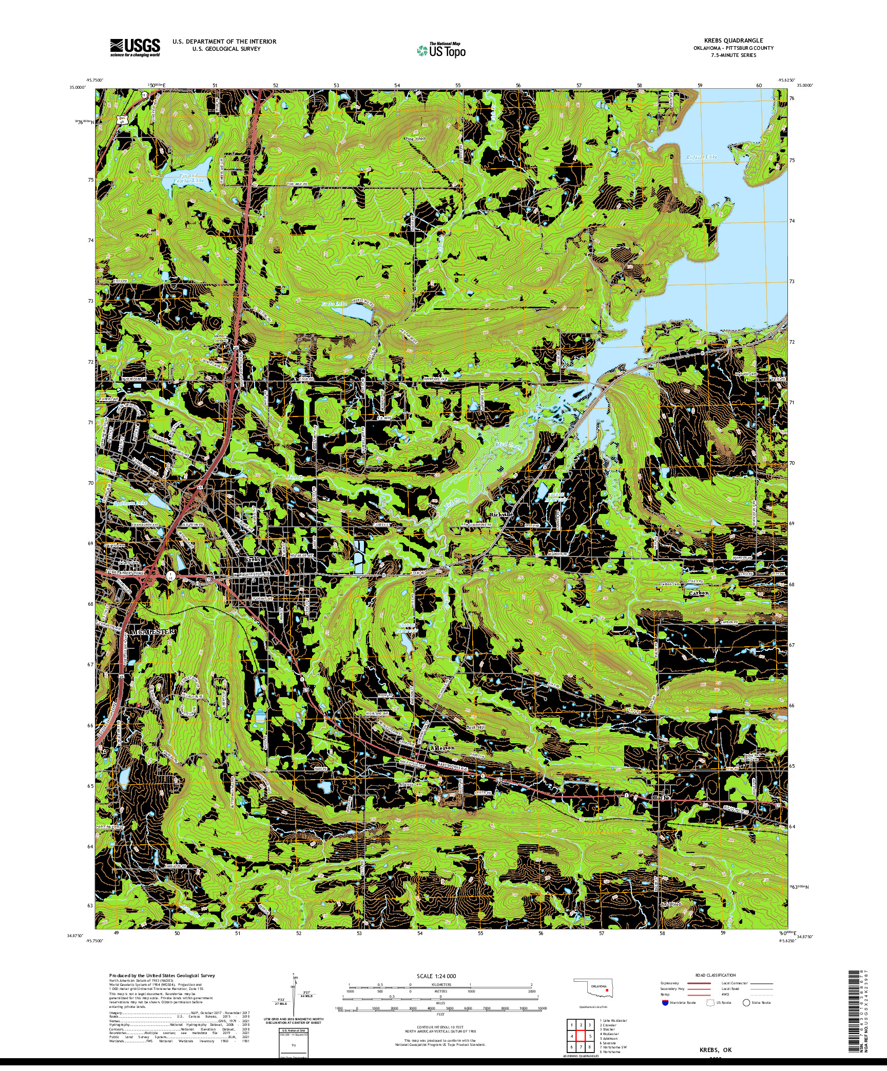 US TOPO 7.5-MINUTE MAP FOR KREBS, OK