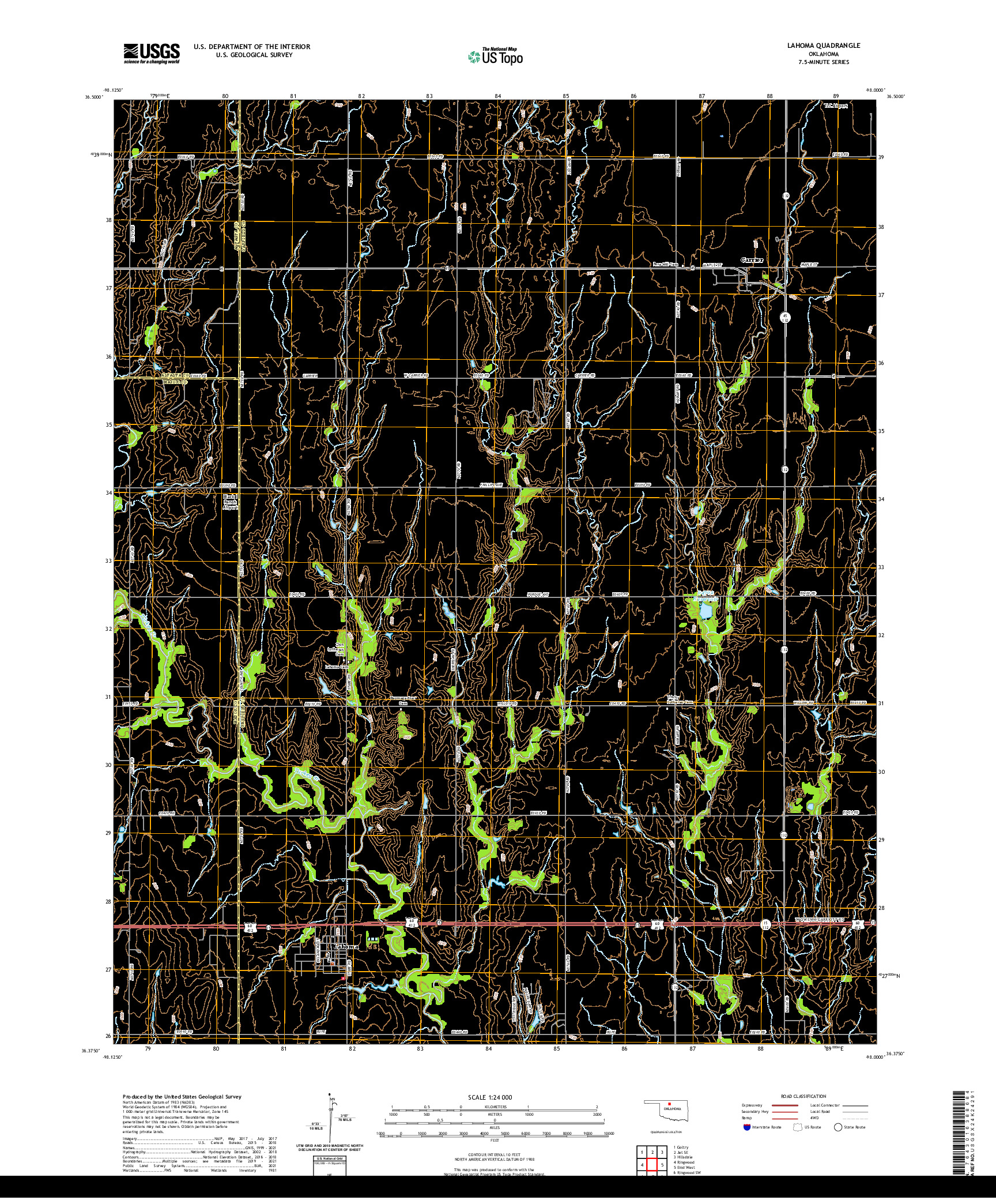 US TOPO 7.5-MINUTE MAP FOR LAHOMA, OK