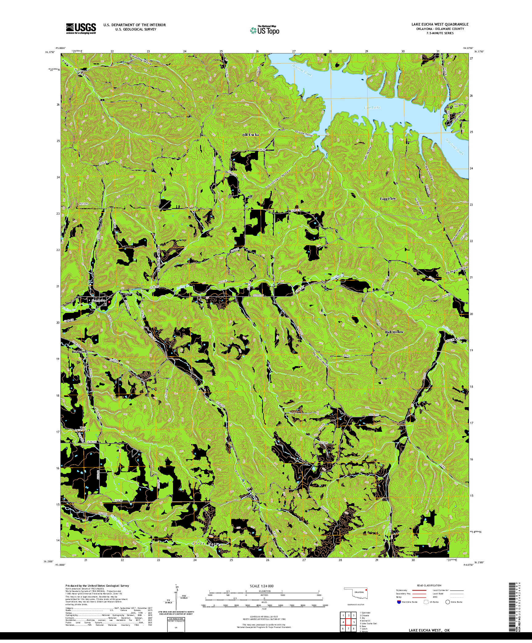 US TOPO 7.5-MINUTE MAP FOR LAKE EUCHA WEST, OK