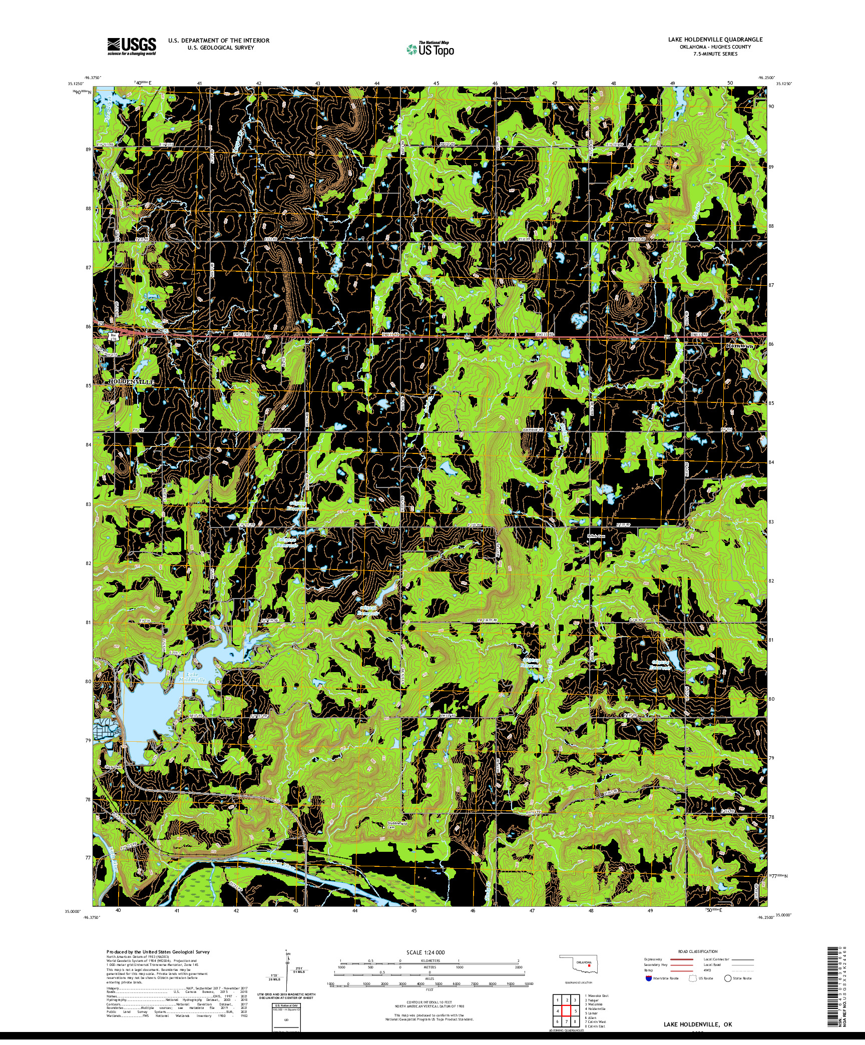 US TOPO 7.5-MINUTE MAP FOR LAKE HOLDENVILLE, OK