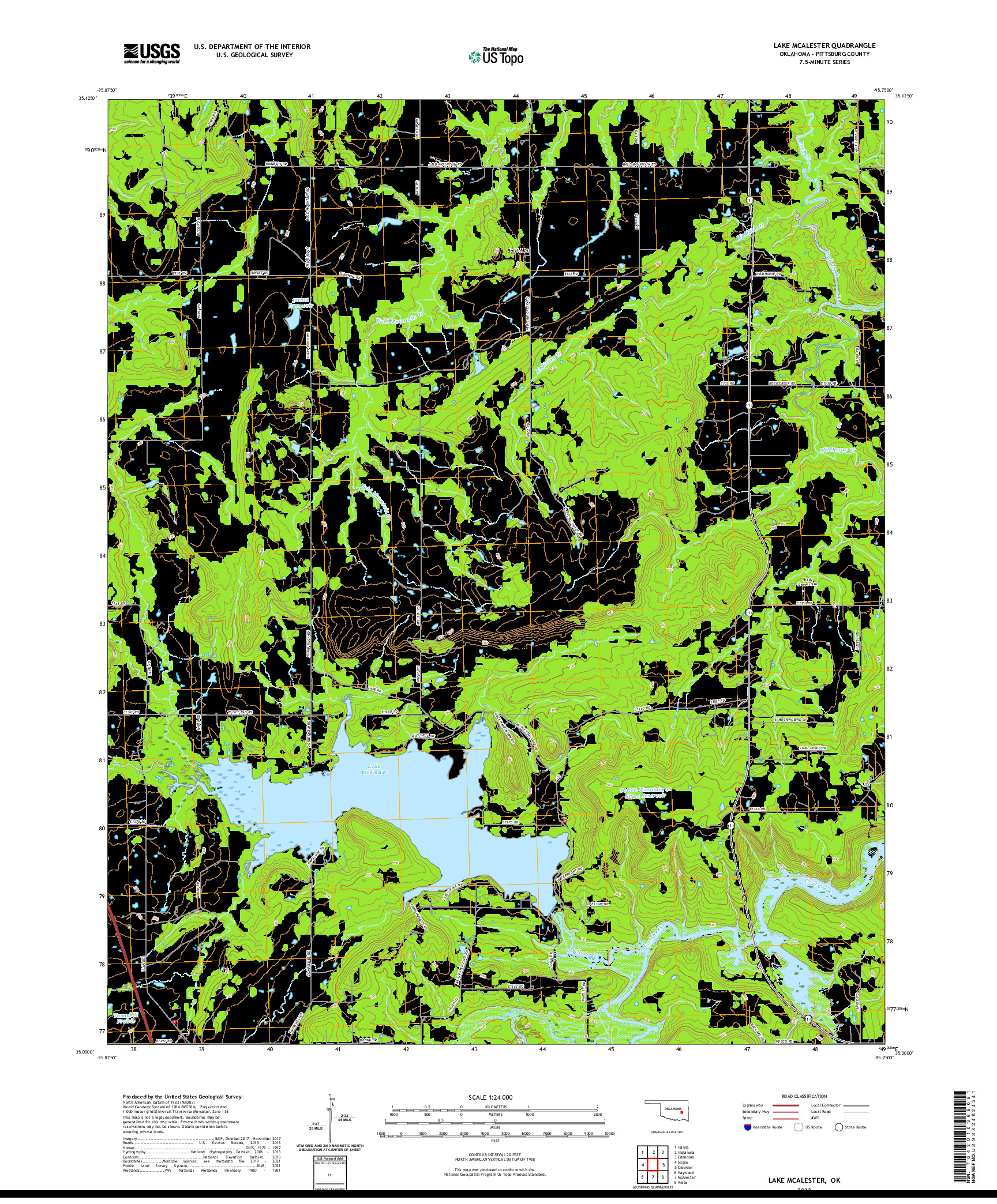 US TOPO 7.5-MINUTE MAP FOR LAKE MCALESTER, OK