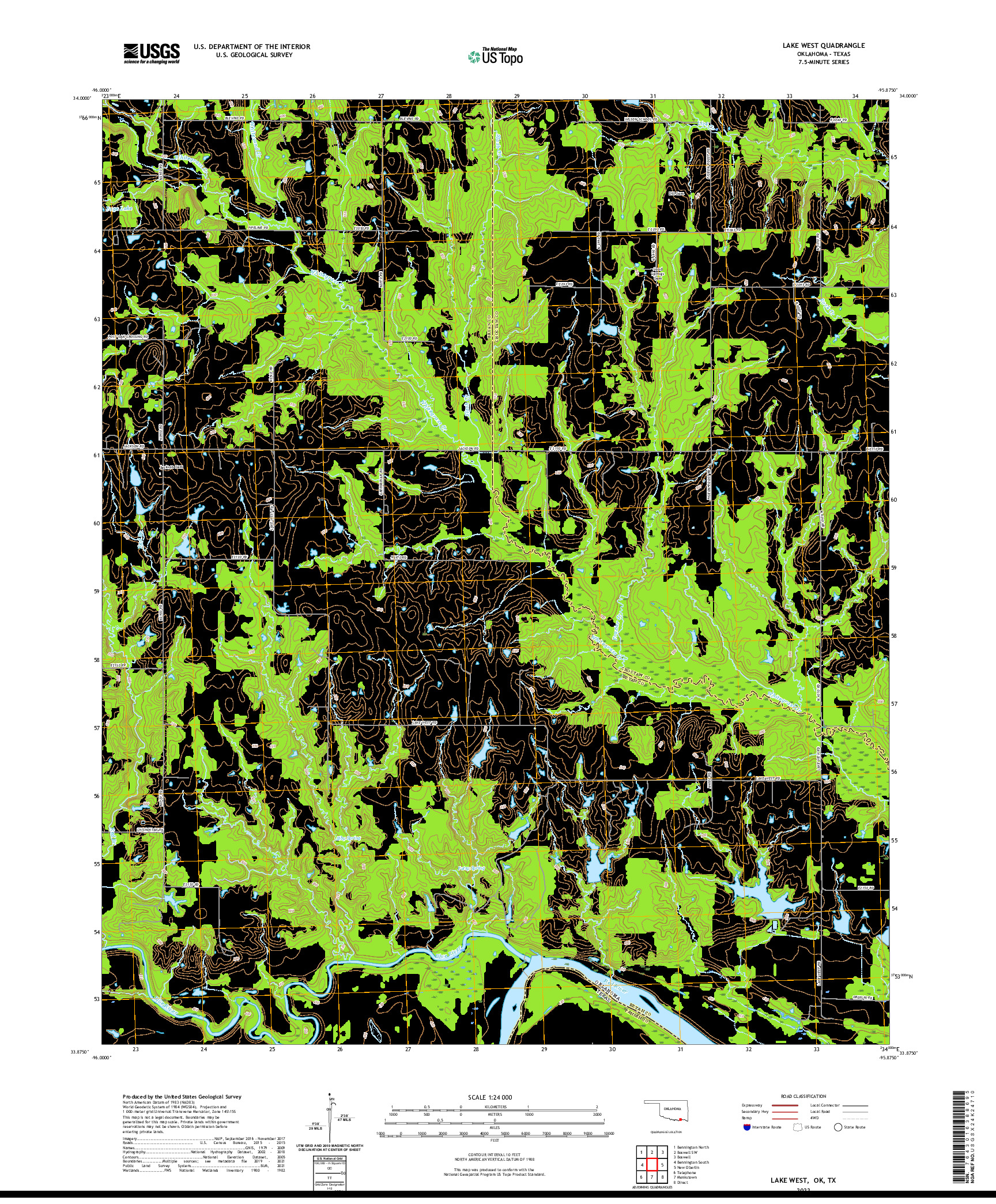 US TOPO 7.5-MINUTE MAP FOR LAKE WEST, OK,TX