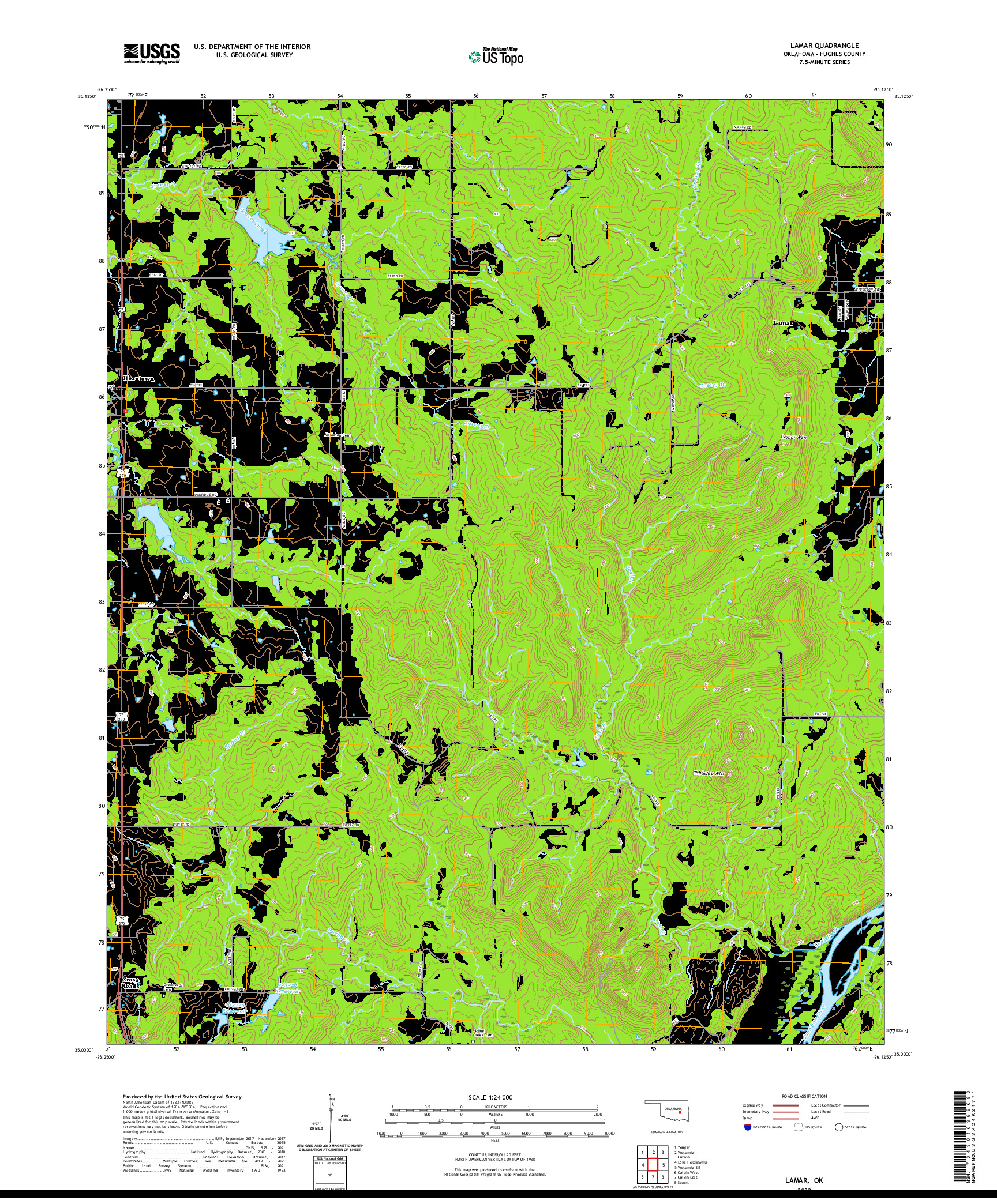 US TOPO 7.5-MINUTE MAP FOR LAMAR, OK