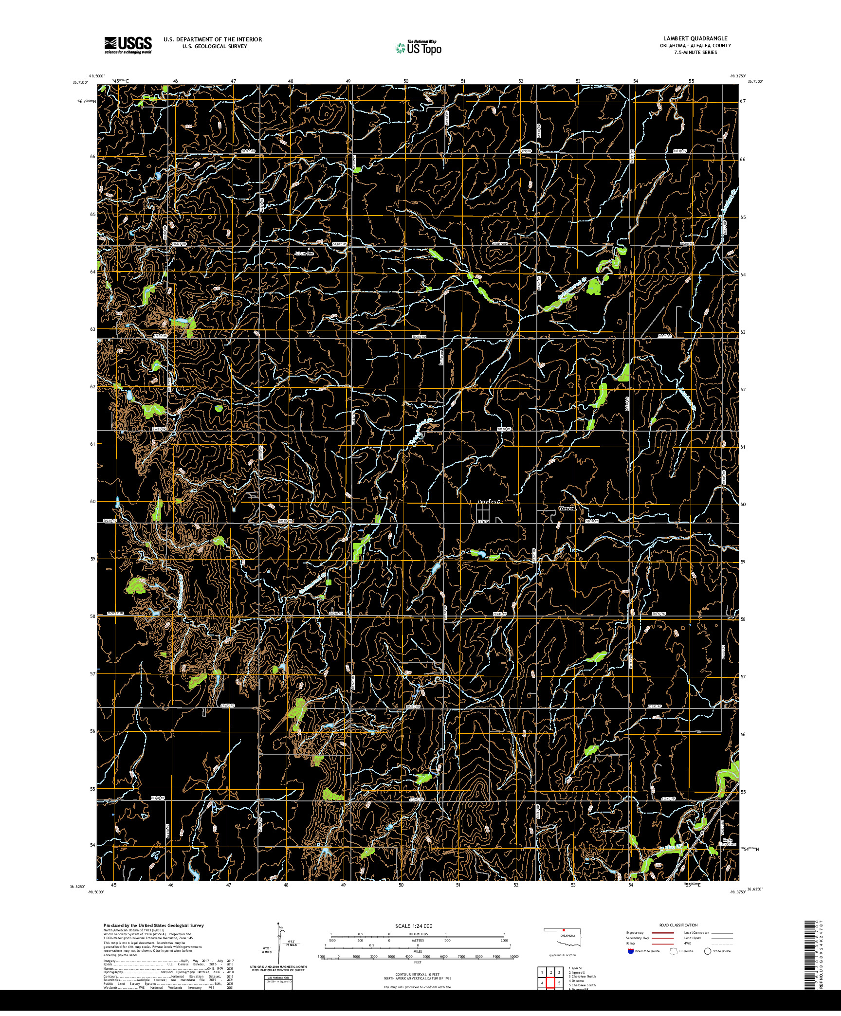 US TOPO 7.5-MINUTE MAP FOR LAMBERT, OK