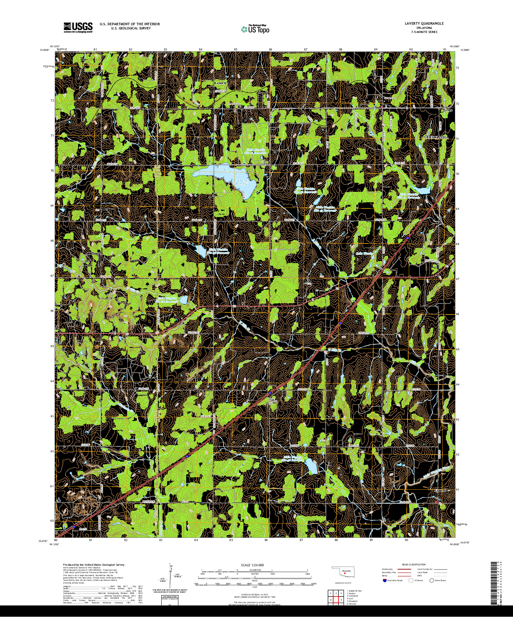 US TOPO 7.5-MINUTE MAP FOR LAVERTY, OK