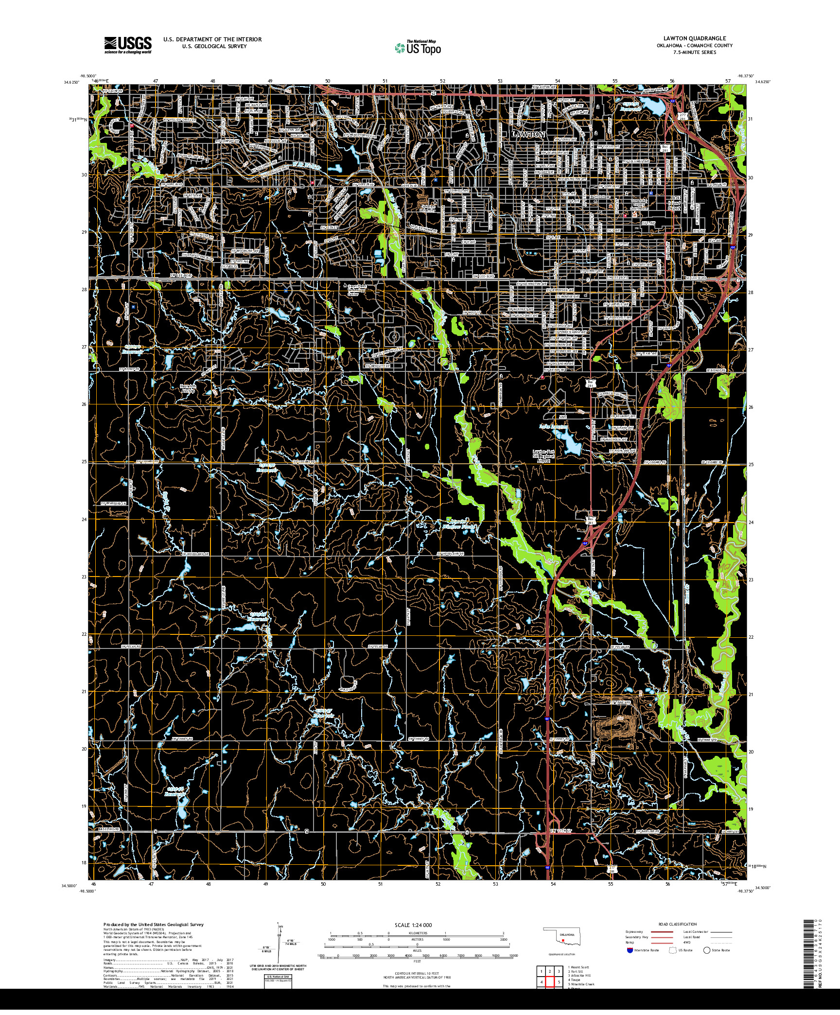 US TOPO 7.5-MINUTE MAP FOR LAWTON, OK