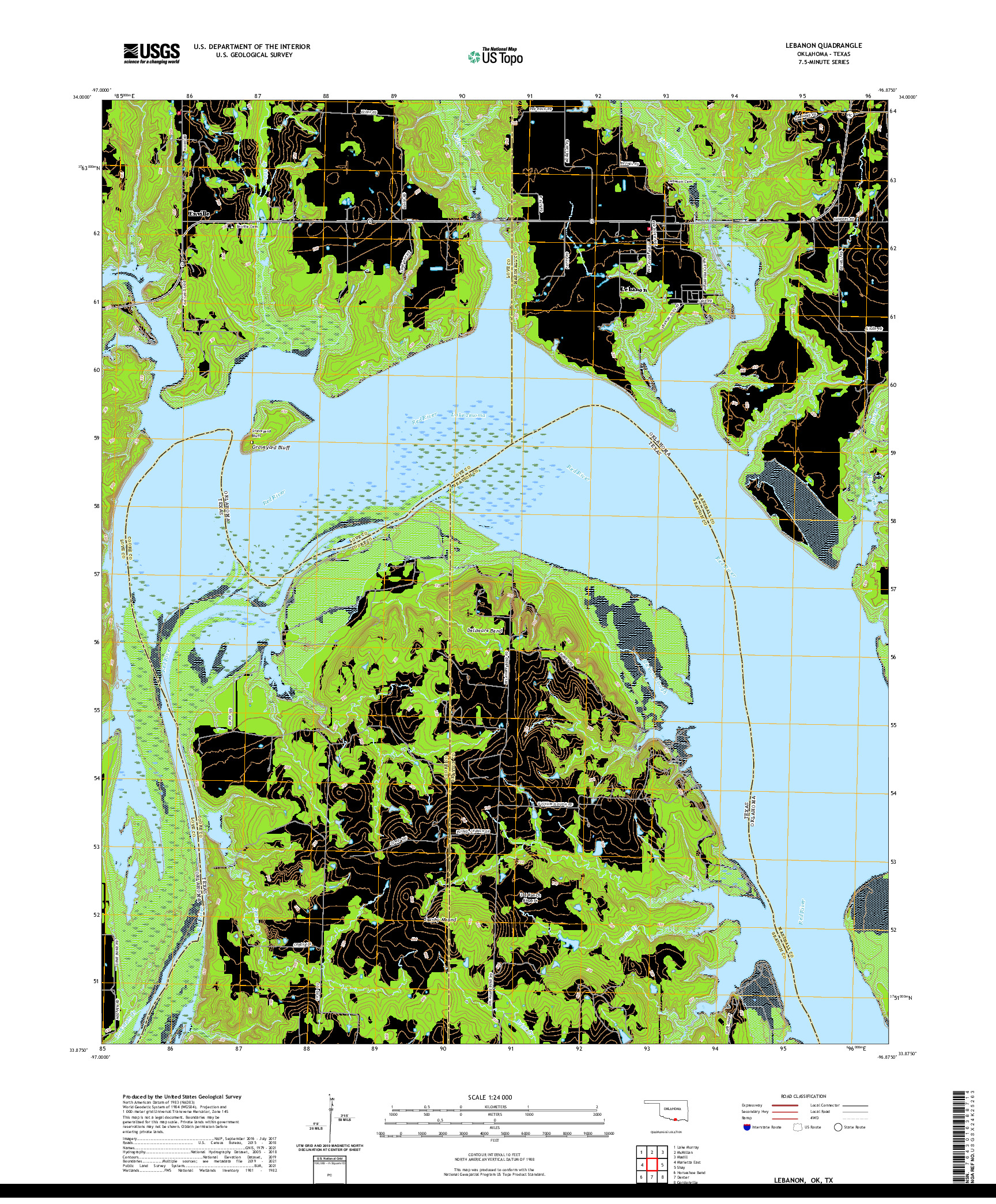 US TOPO 7.5-MINUTE MAP FOR LEBANON, OK,TX