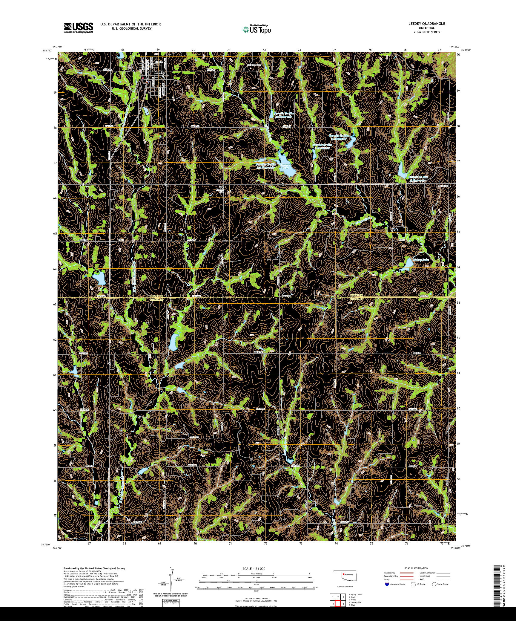 US TOPO 7.5-MINUTE MAP FOR LEEDEY, OK
