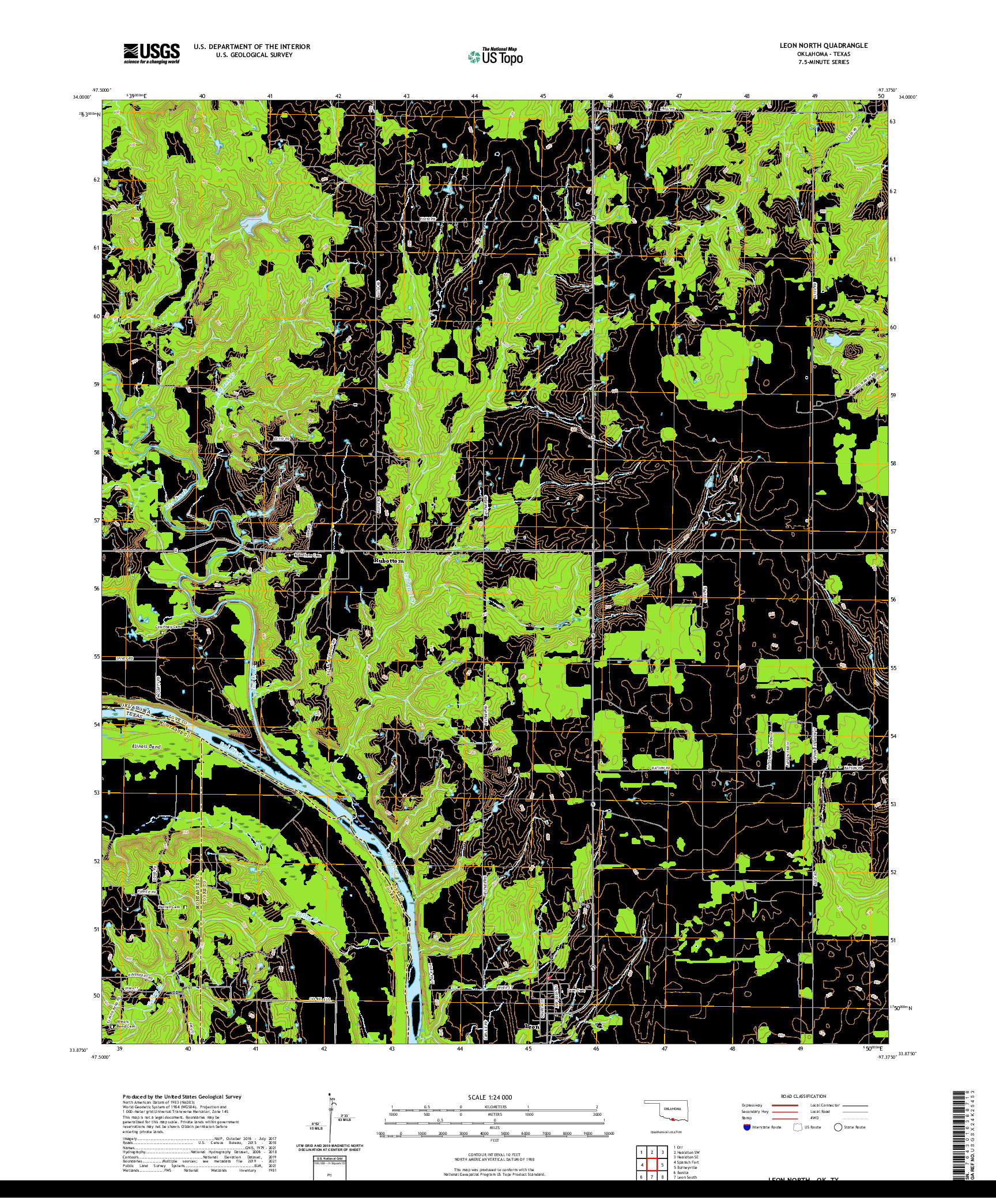 US TOPO 7.5-MINUTE MAP FOR LEON NORTH, OK,TX