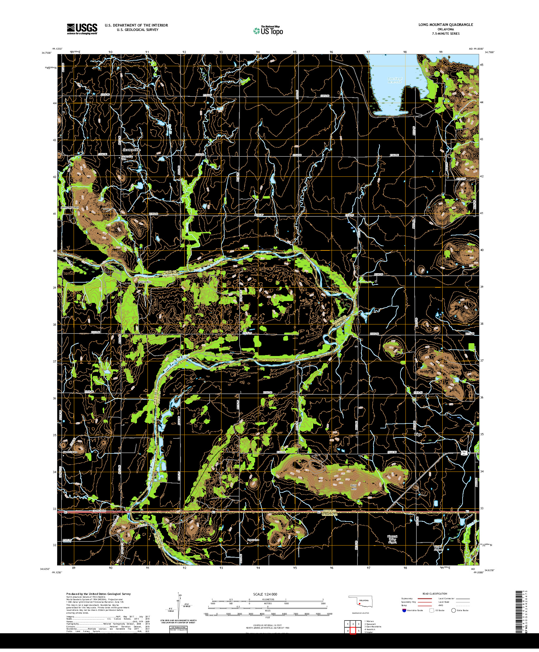 US TOPO 7.5-MINUTE MAP FOR LONG MOUNTAIN, OK