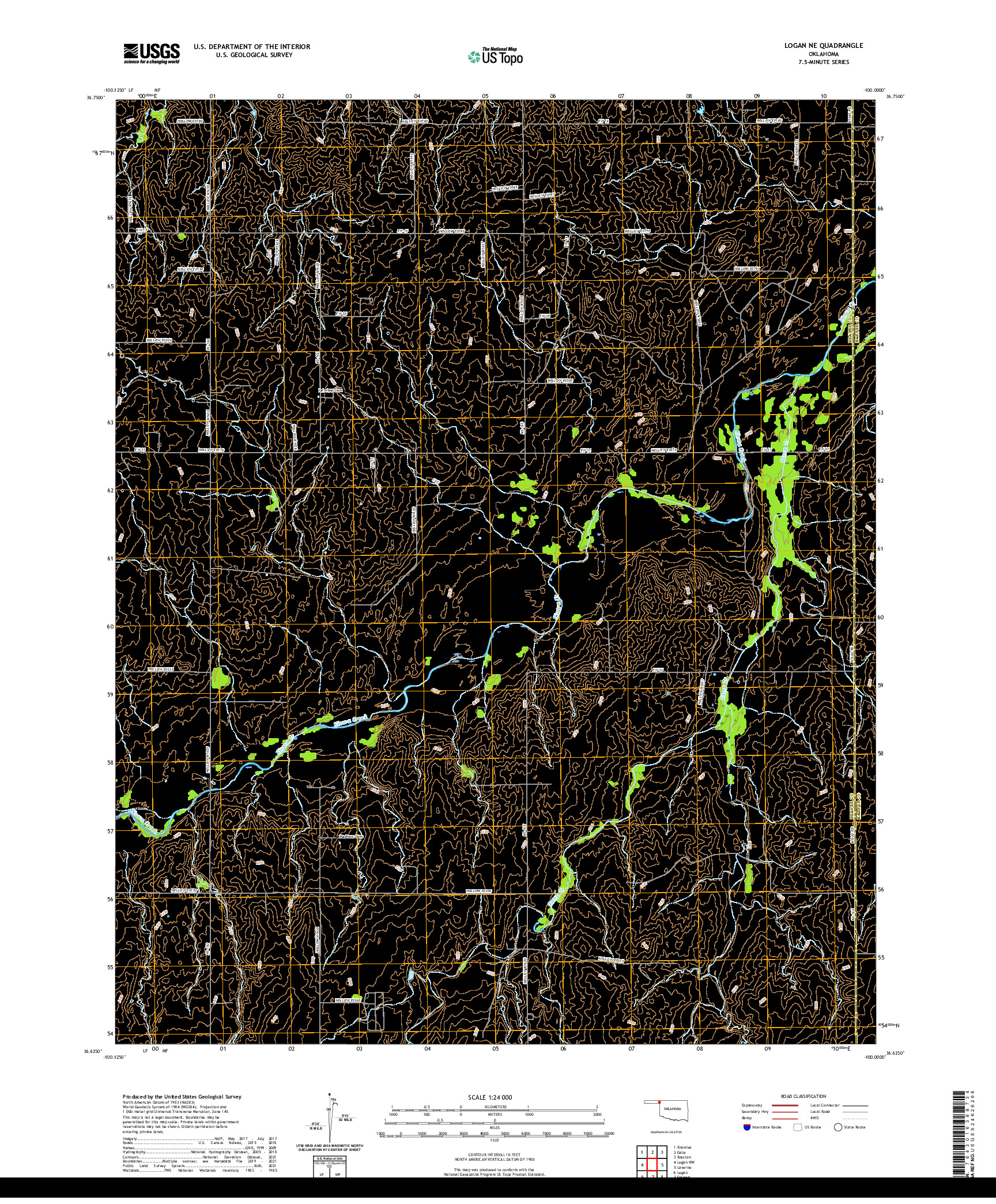 US TOPO 7.5-MINUTE MAP FOR LOGAN NE, OK