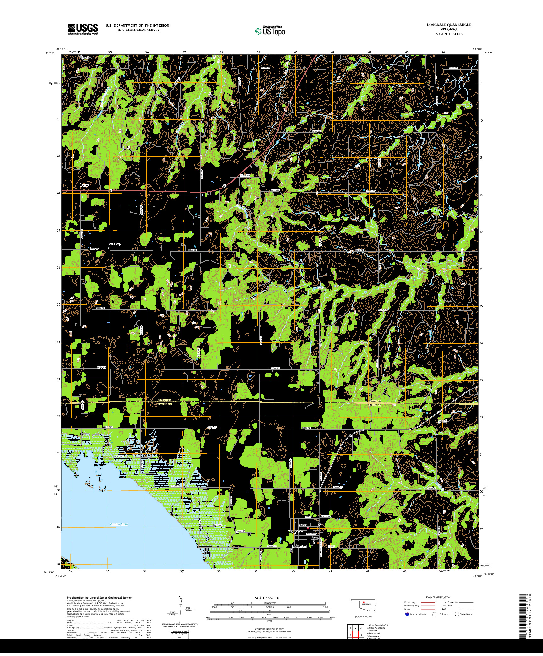 US TOPO 7.5-MINUTE MAP FOR LONGDALE, OK