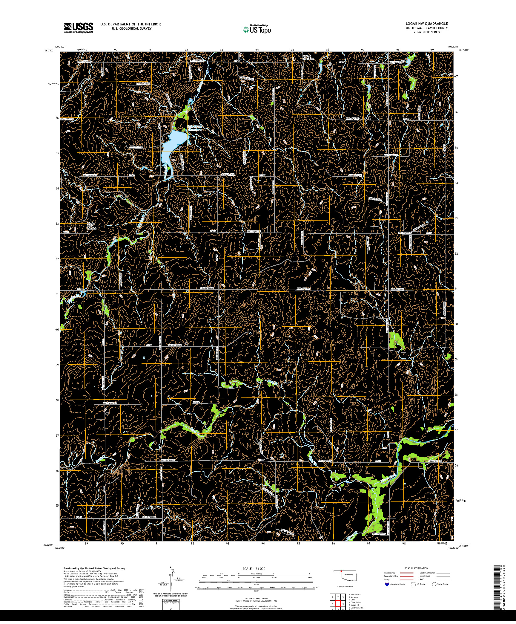 US TOPO 7.5-MINUTE MAP FOR LOGAN NW, OK