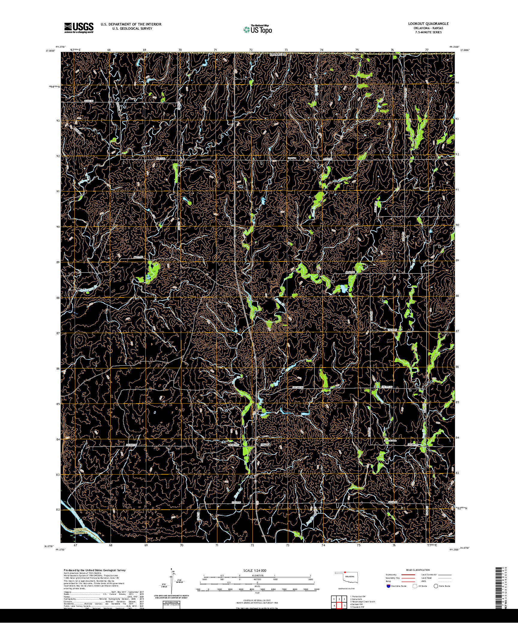 US TOPO 7.5-MINUTE MAP FOR LOOKOUT, OK,KS