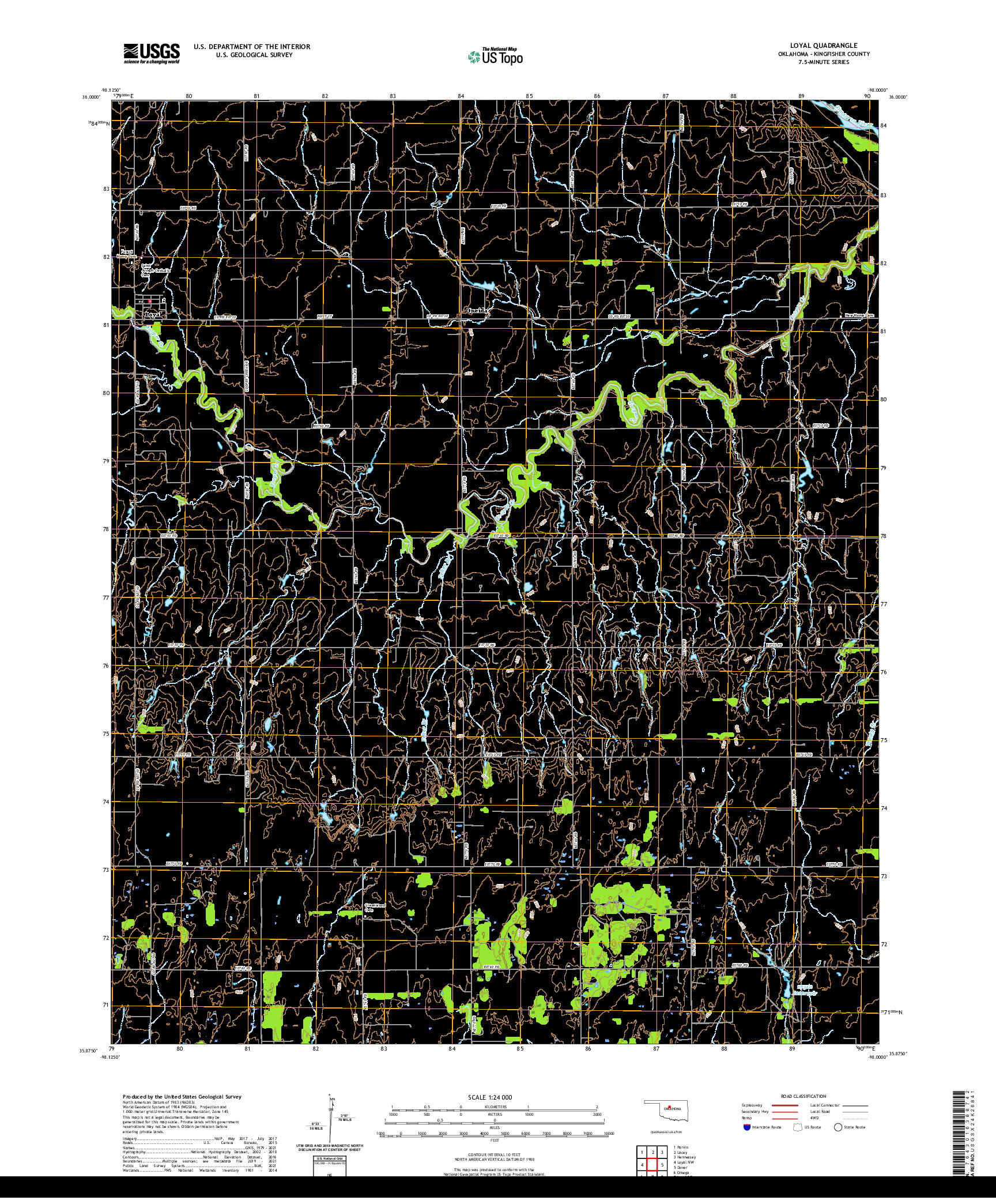 US TOPO 7.5-MINUTE MAP FOR LOYAL, OK