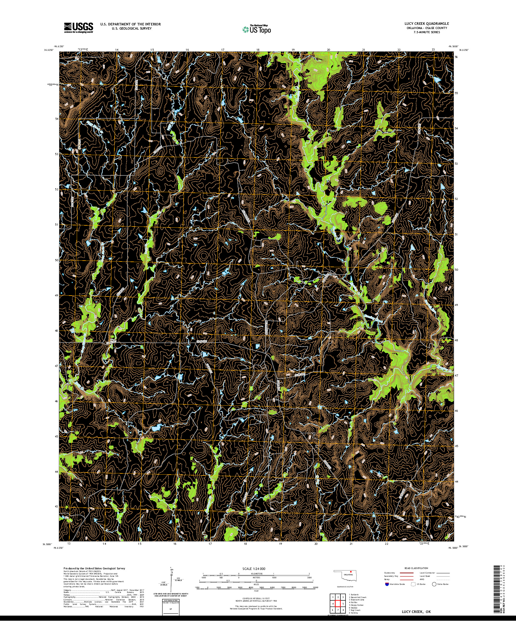 US TOPO 7.5-MINUTE MAP FOR LUCY CREEK, OK
