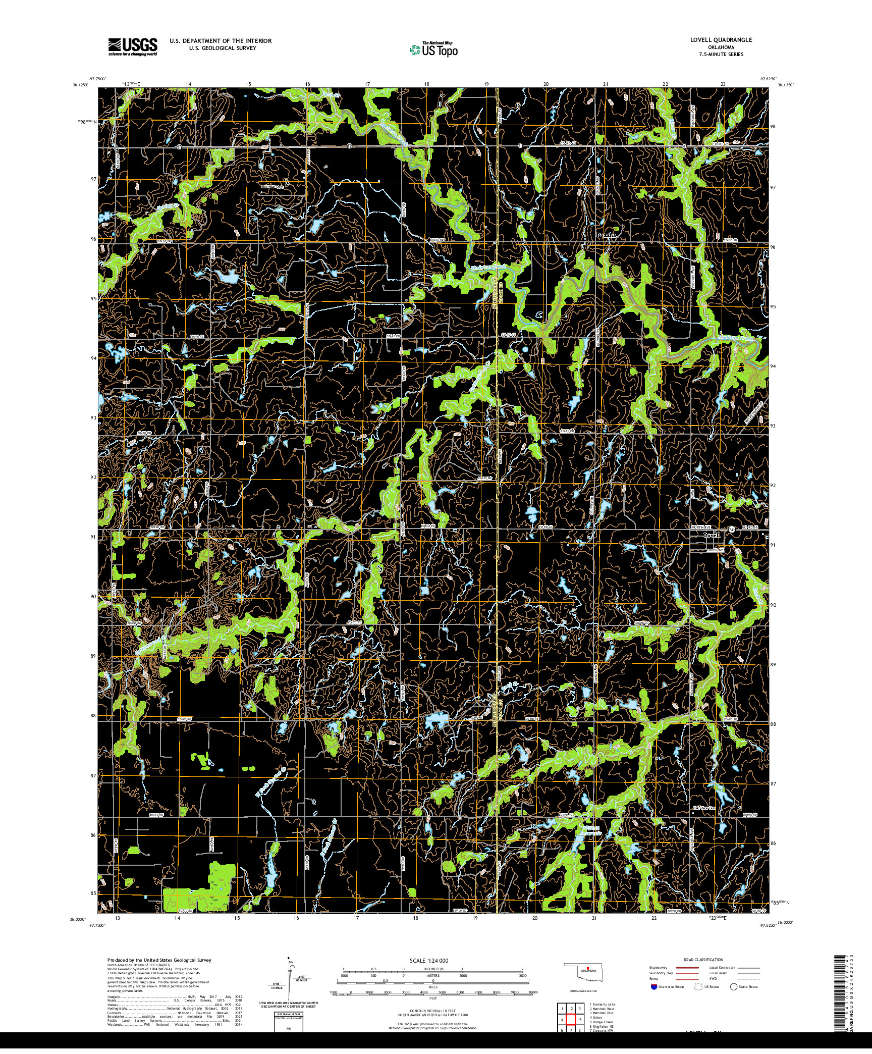 US TOPO 7.5-MINUTE MAP FOR LOVELL, OK