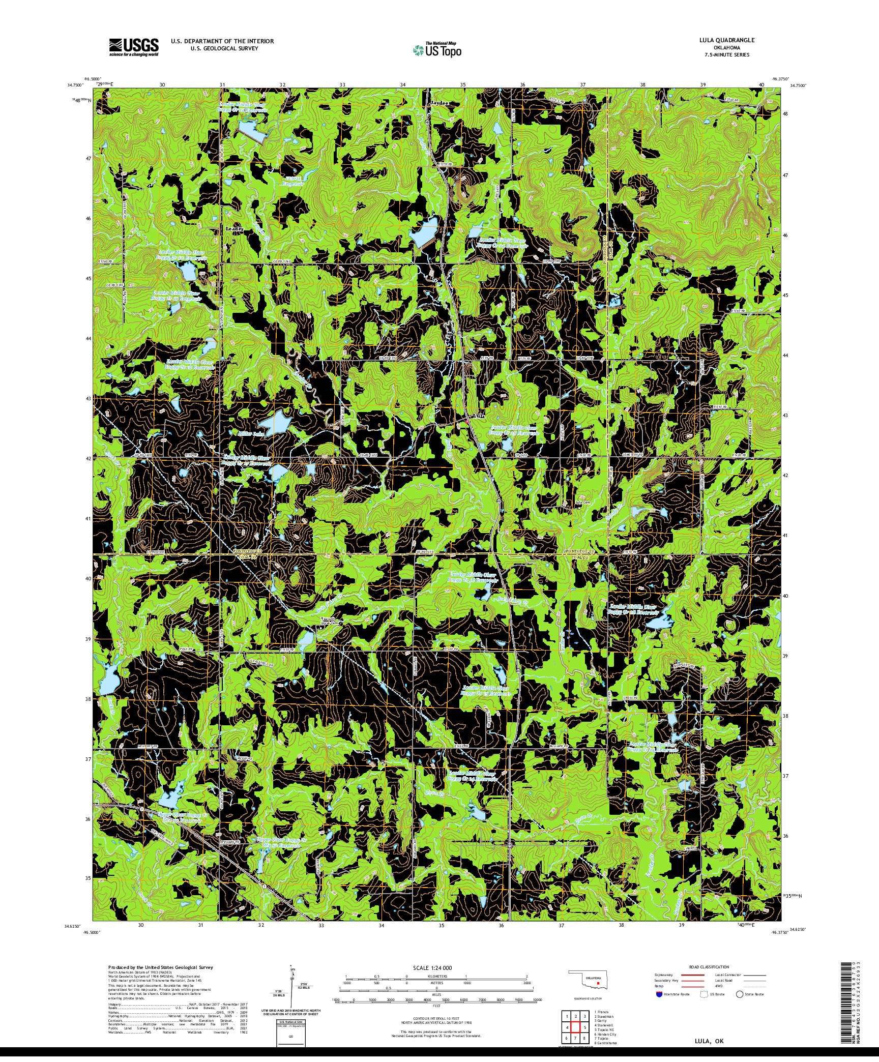 US TOPO 7.5-MINUTE MAP FOR LULA, OK