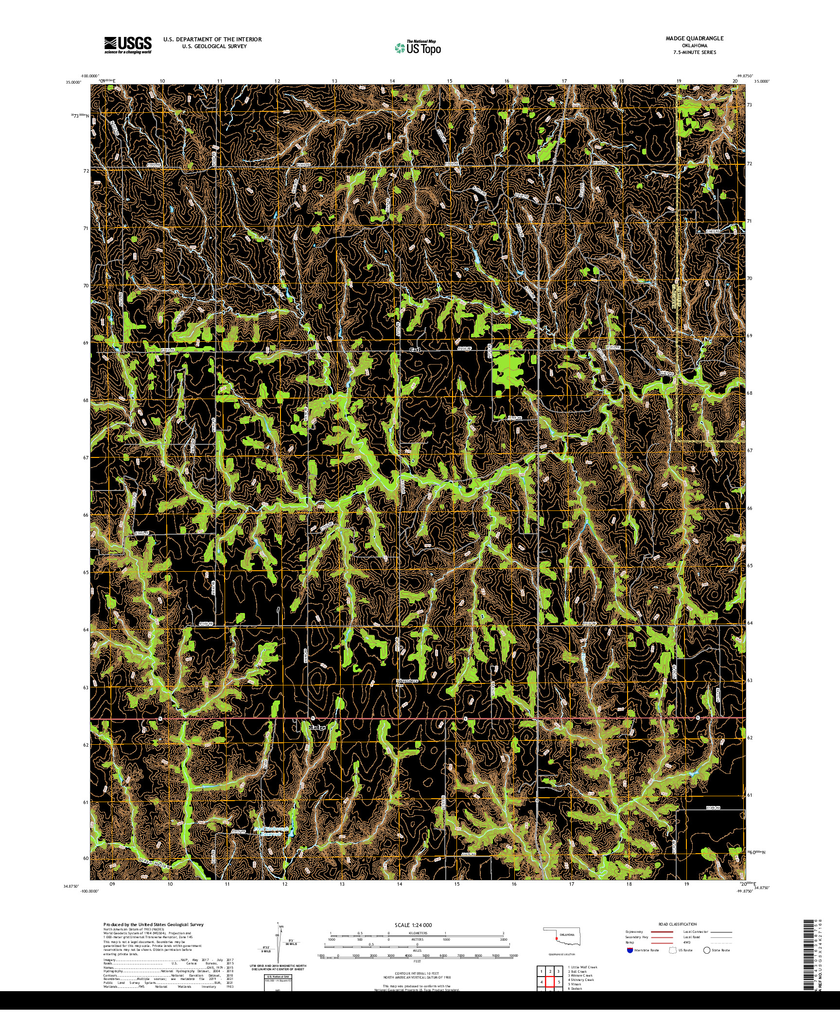 US TOPO 7.5-MINUTE MAP FOR MADGE, OK