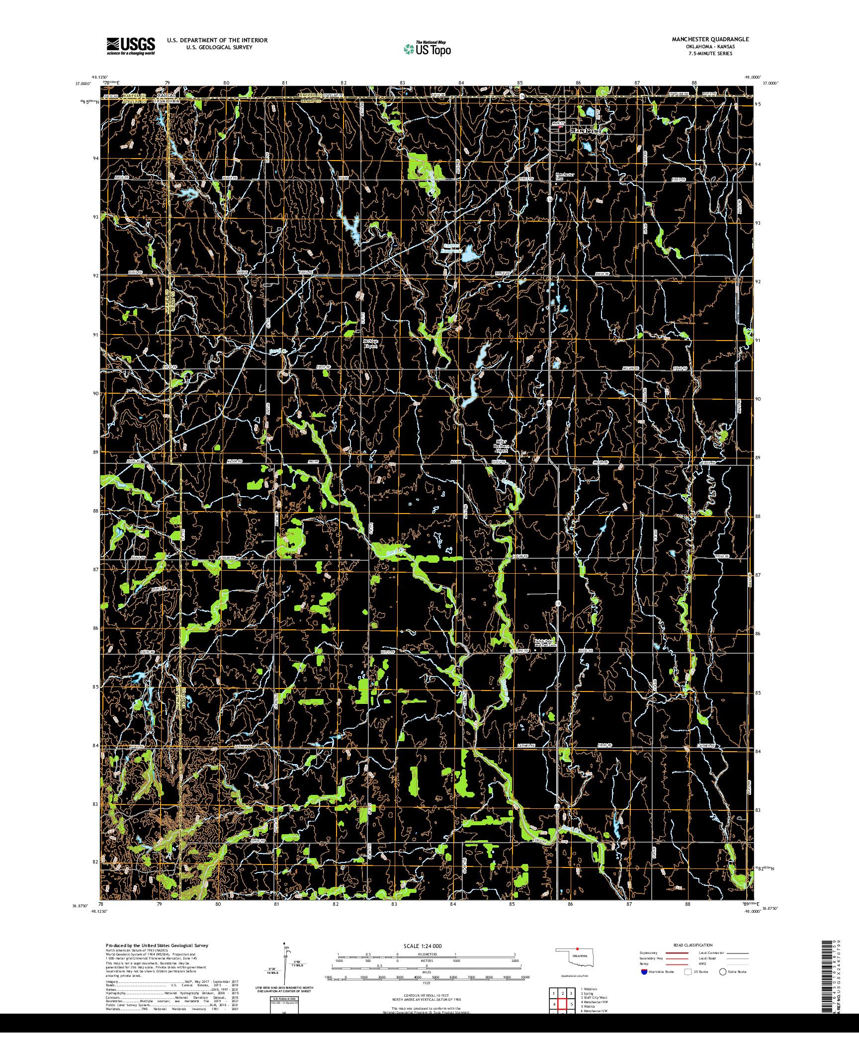 US TOPO 7.5-MINUTE MAP FOR MANCHESTER, OK,KS