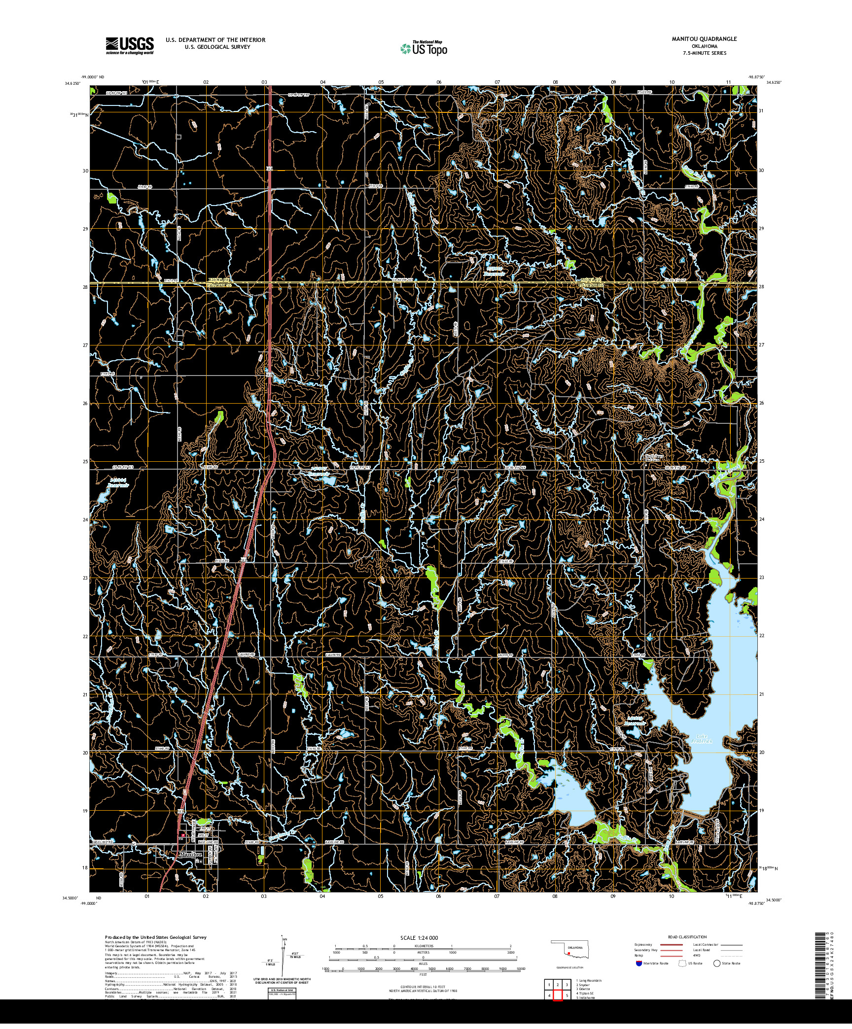 US TOPO 7.5-MINUTE MAP FOR MANITOU, OK