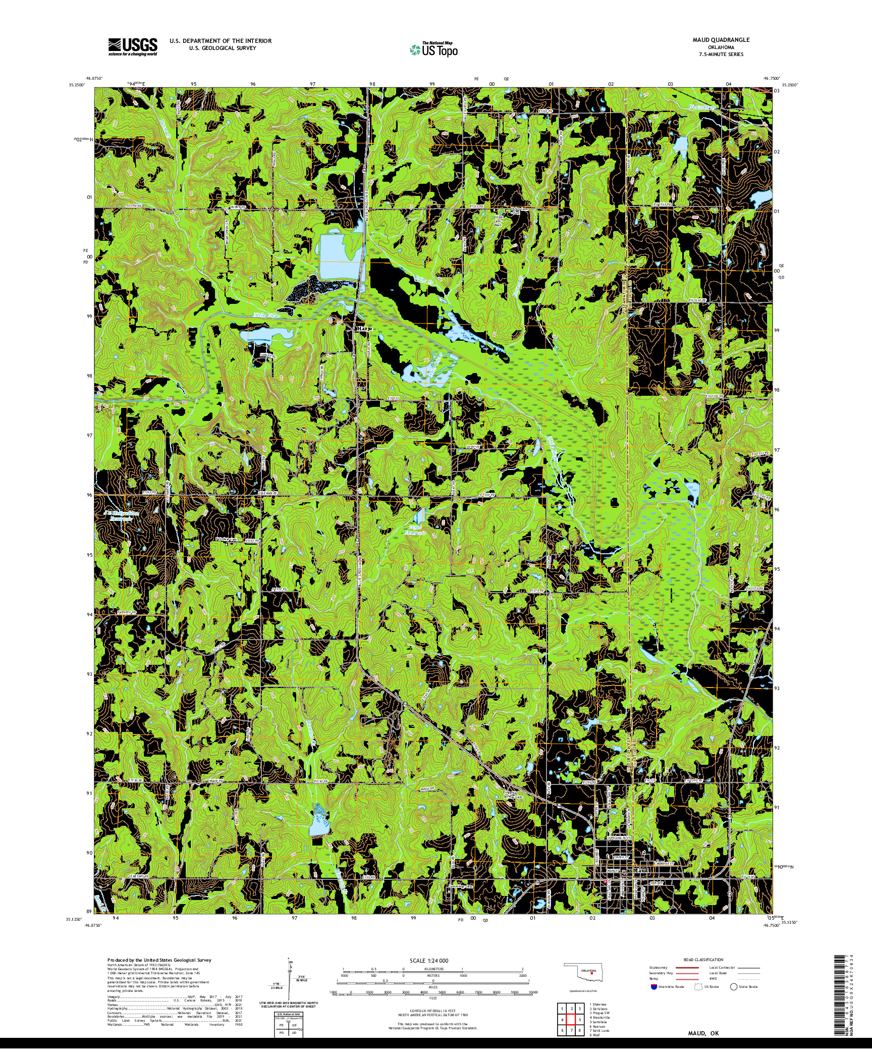 US TOPO 7.5-MINUTE MAP FOR MAUD, OK