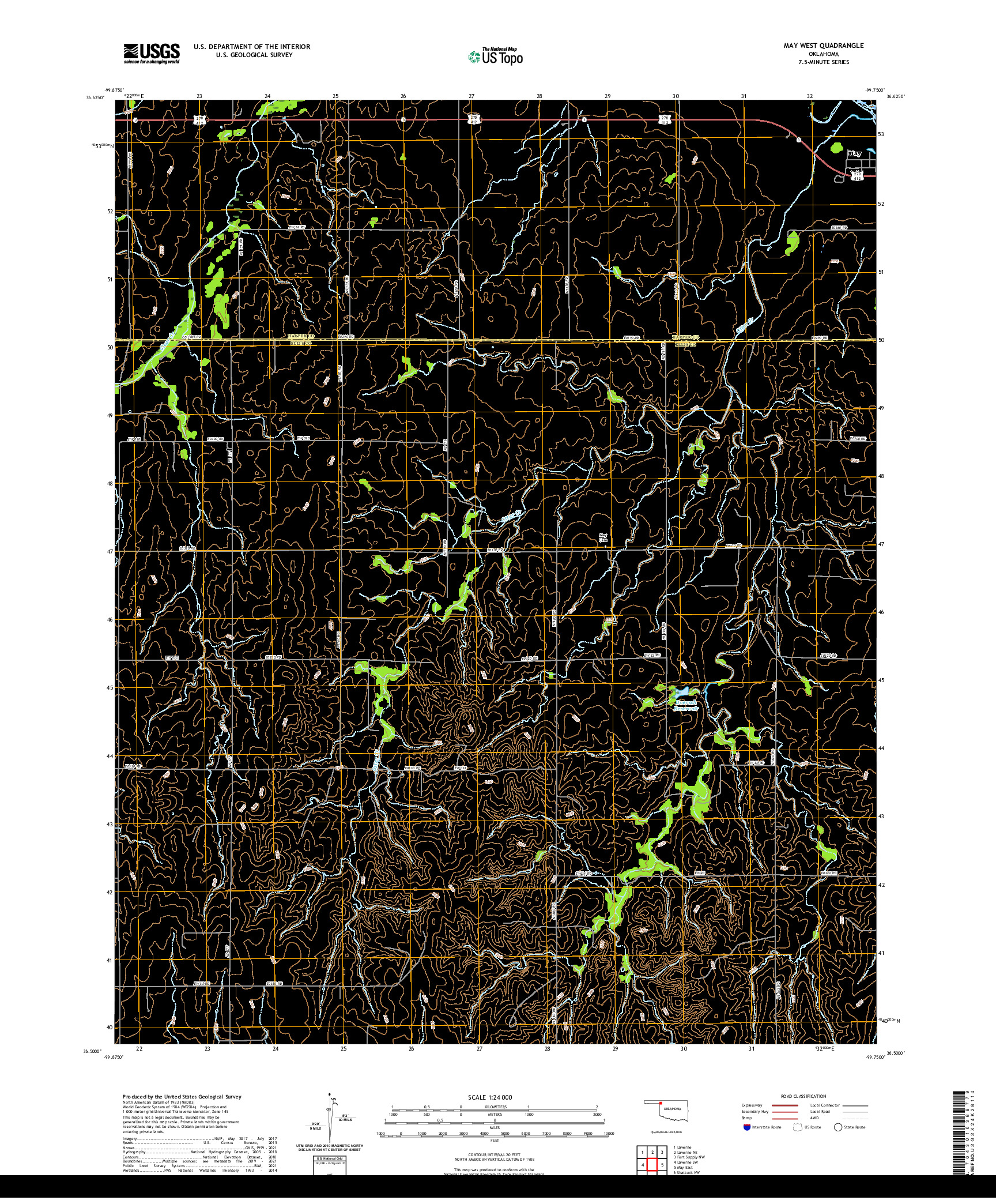 US TOPO 7.5-MINUTE MAP FOR MAY WEST, OK