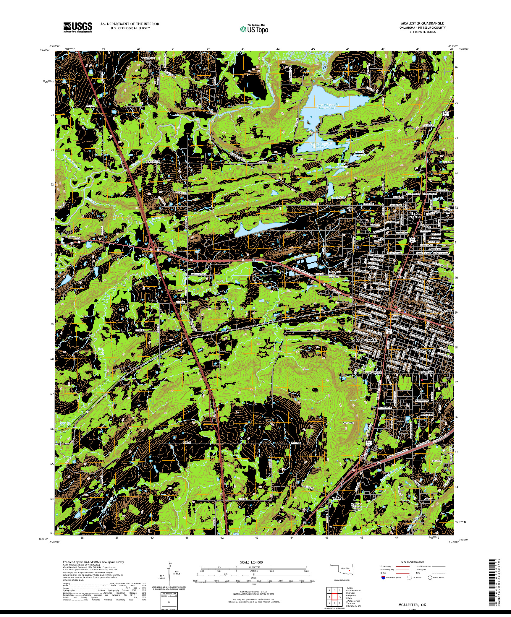 US TOPO 7.5-MINUTE MAP FOR MCALESTER, OK