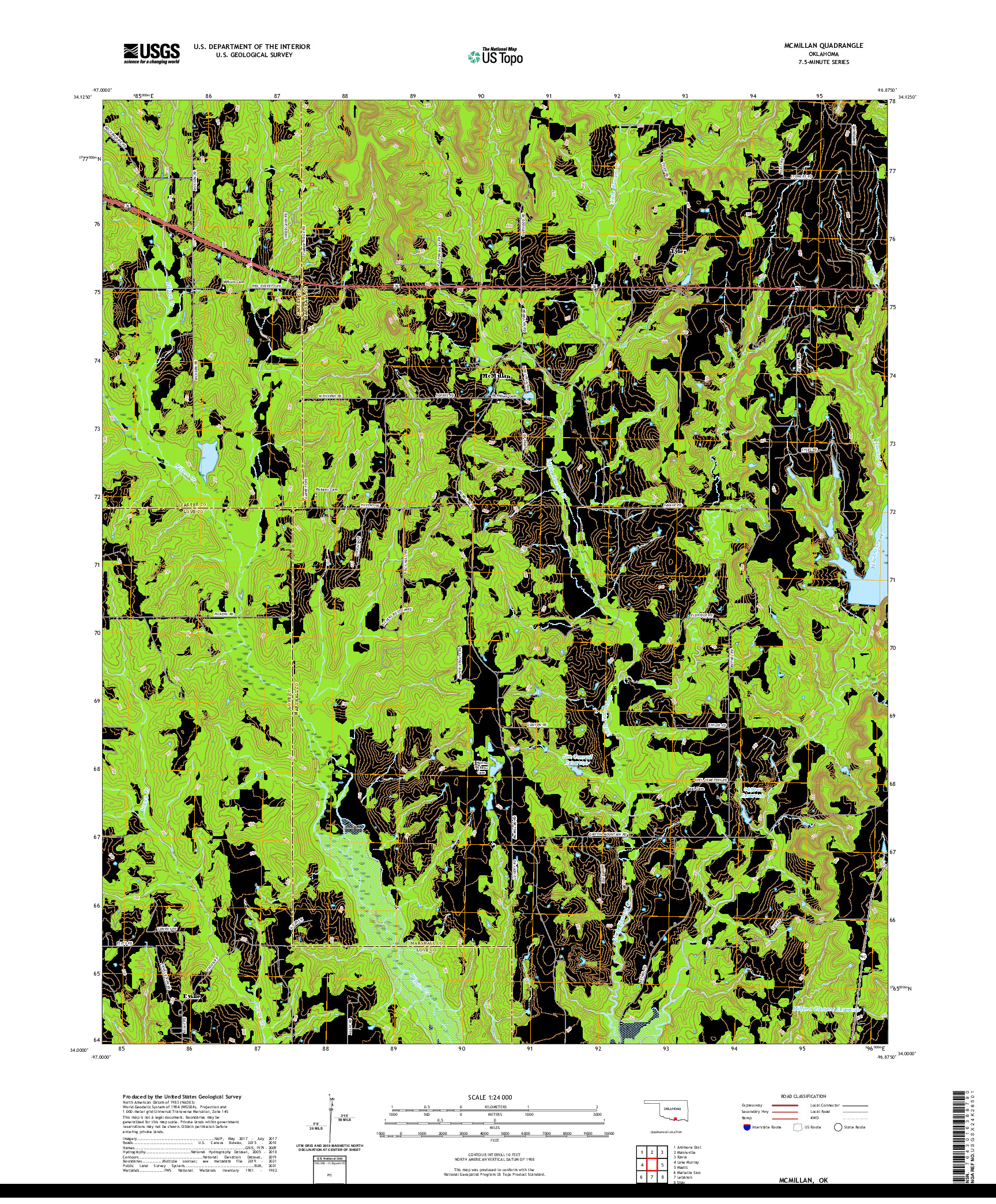 US TOPO 7.5-MINUTE MAP FOR MCMILLAN, OK