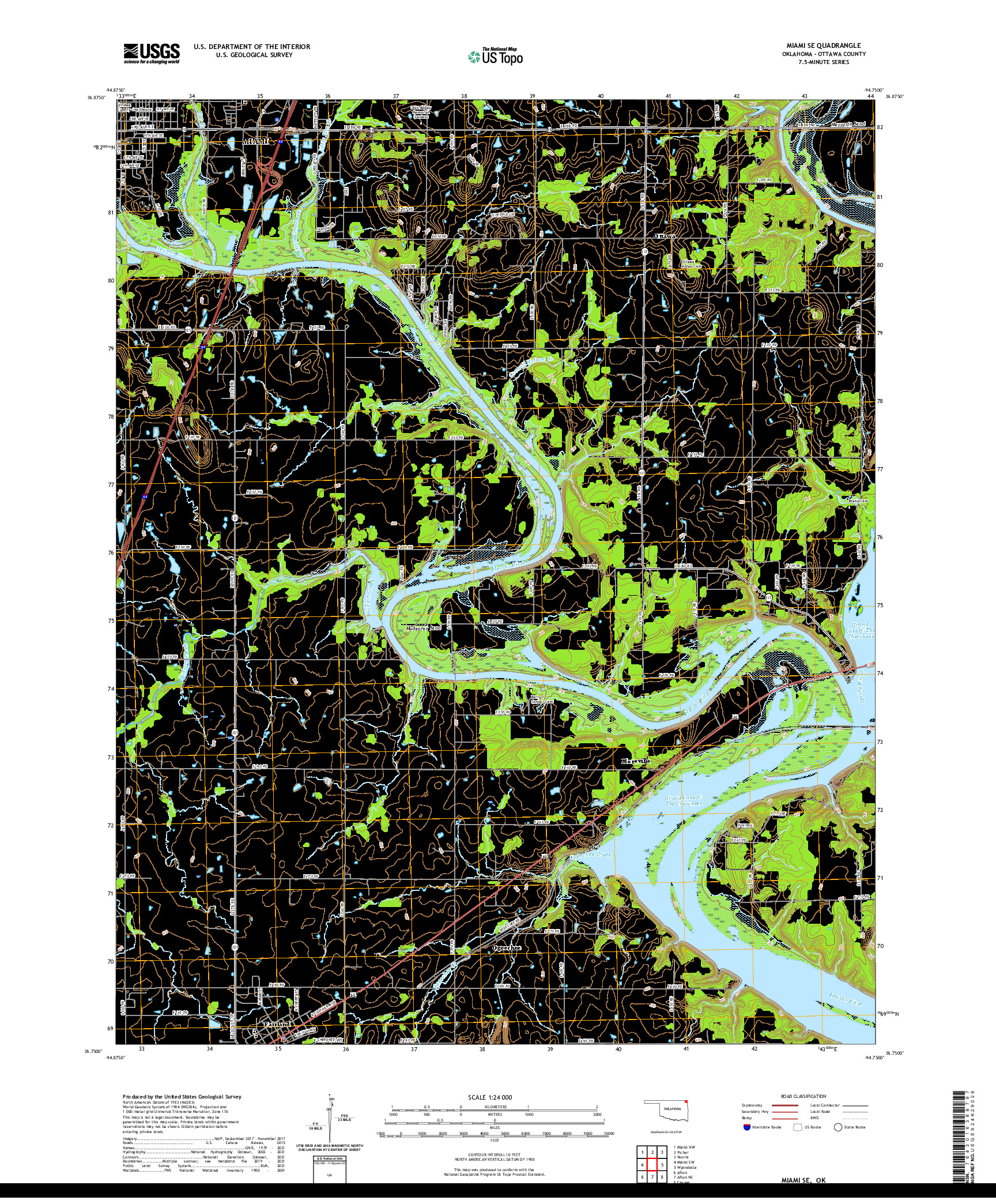 US TOPO 7.5-MINUTE MAP FOR MIAMI SE, OK