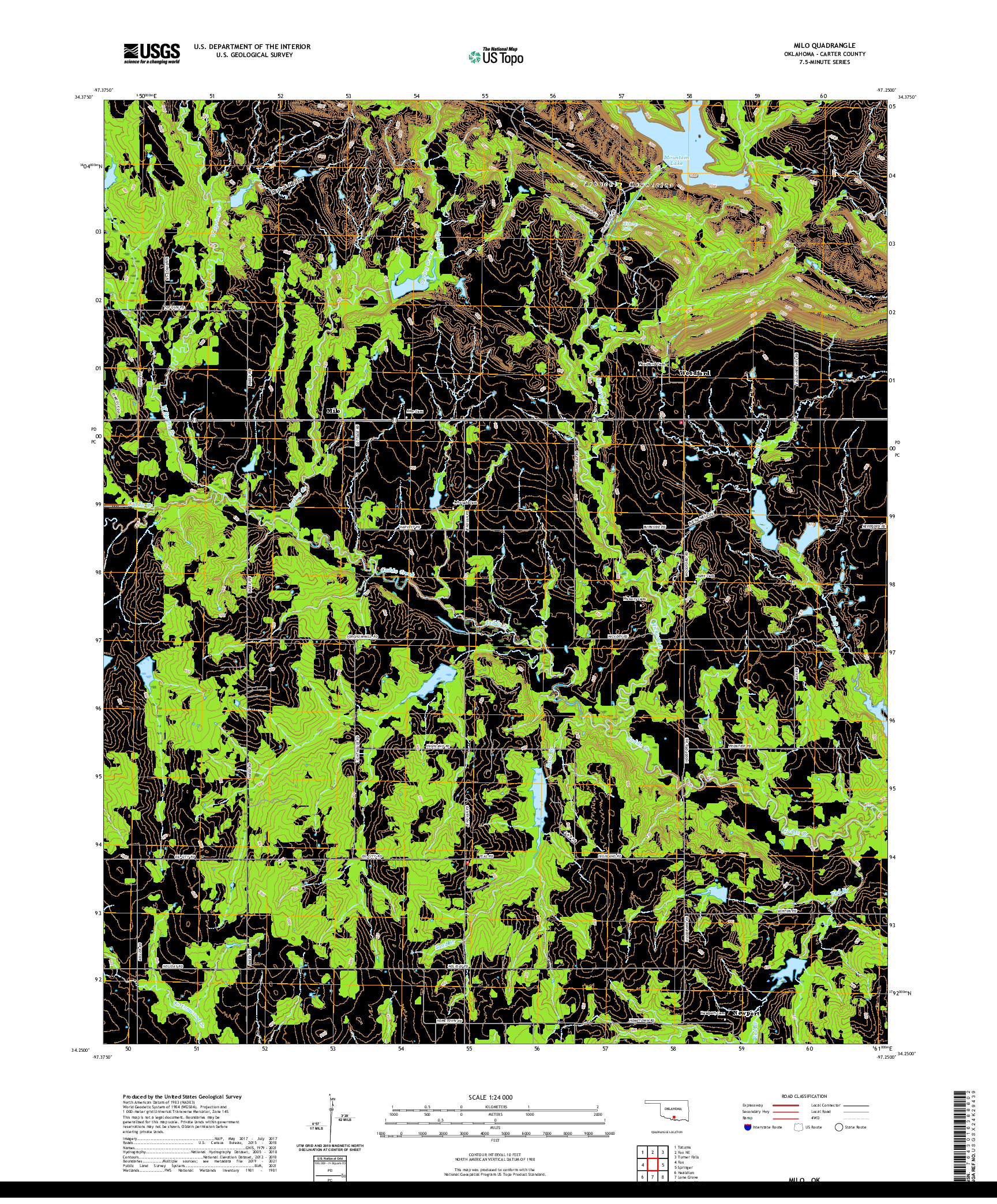 US TOPO 7.5-MINUTE MAP FOR MILO, OK